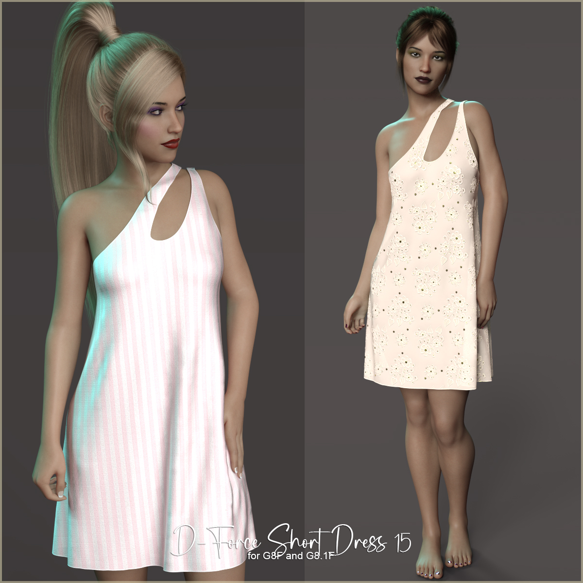 D-Force Short Dress 15 for G8 and G8.1Females by: antje, 3D Models by Daz 3D