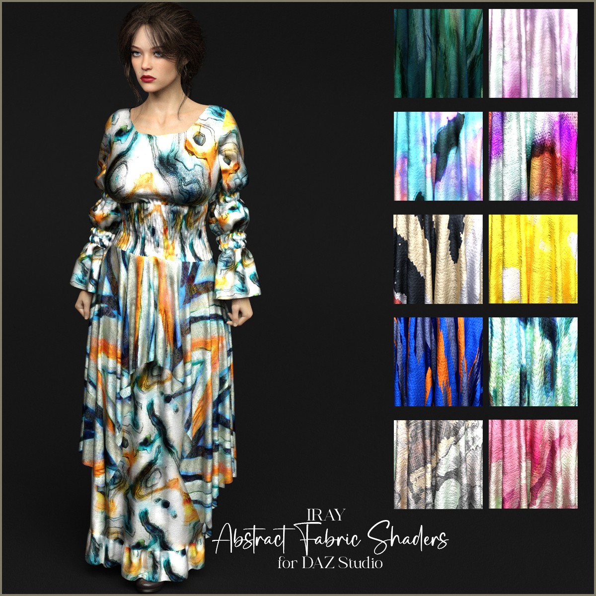 Abstract Fabric DS Iray Shaders by: antje, 3D Models by Daz 3D