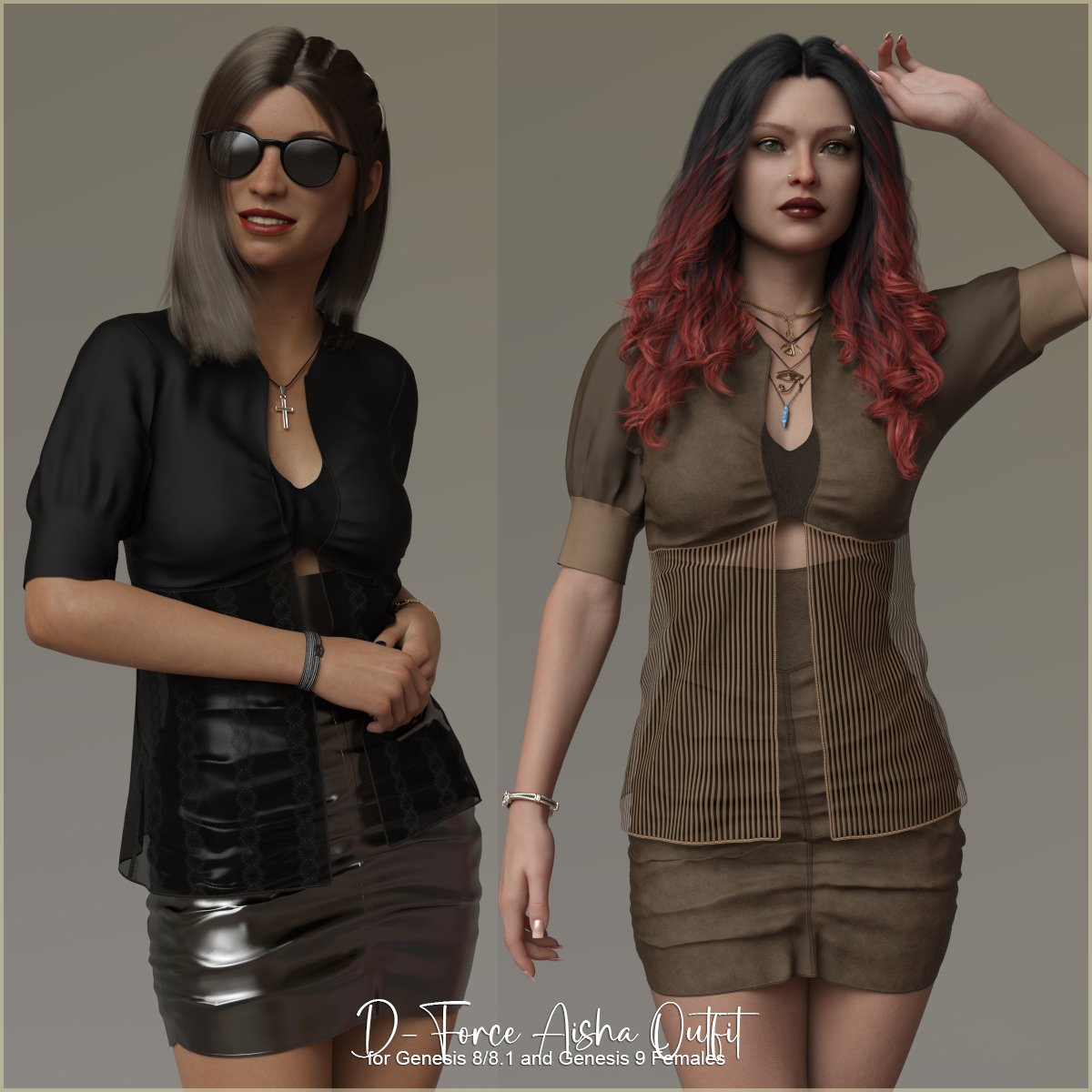 D-Force Aisha Outfit for Genesis 8/8.1/9/V9 by: antje, 3D Models by Daz 3D
