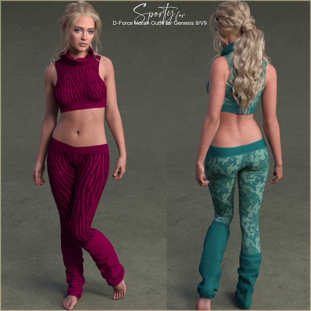 Sporty for D-Force Norah Outfit for Genesis 9/V9 by: antje, 3D Models by Daz 3D