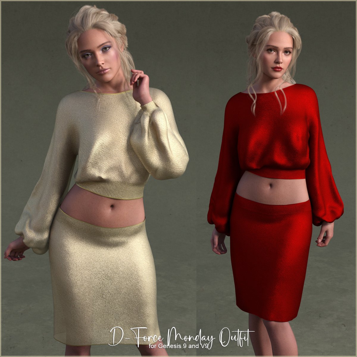 D-Force Monday Outfit for Genesis 9/V9 by: antje, 3D Models by Daz 3D
