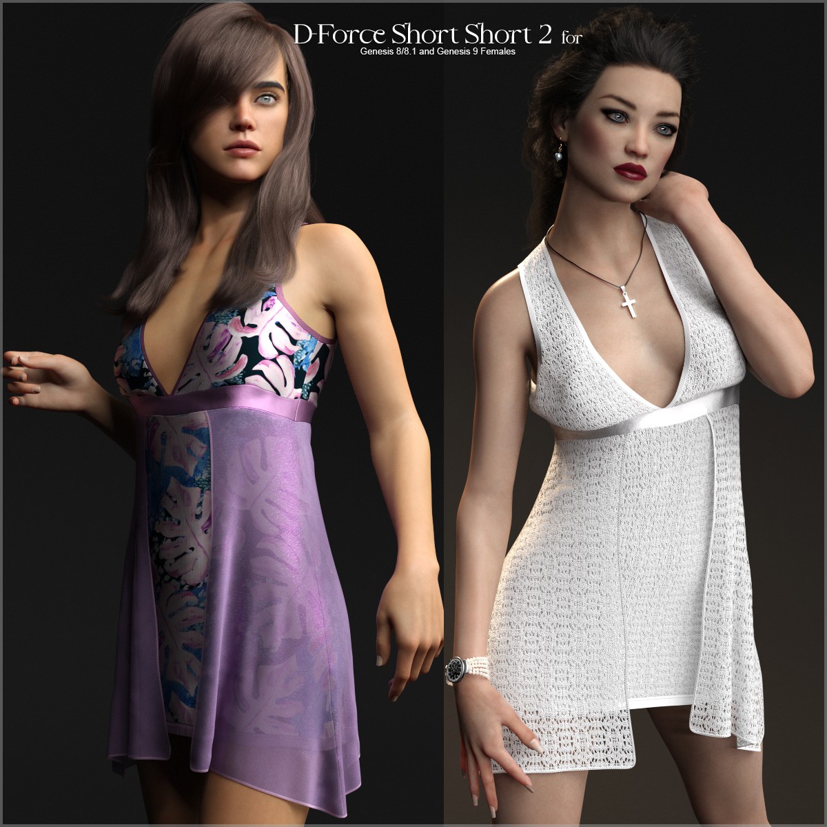 D-Force Short Short Dress 2 for Genesis 8 and 9 Females by: antje, 3D Models by Daz 3D