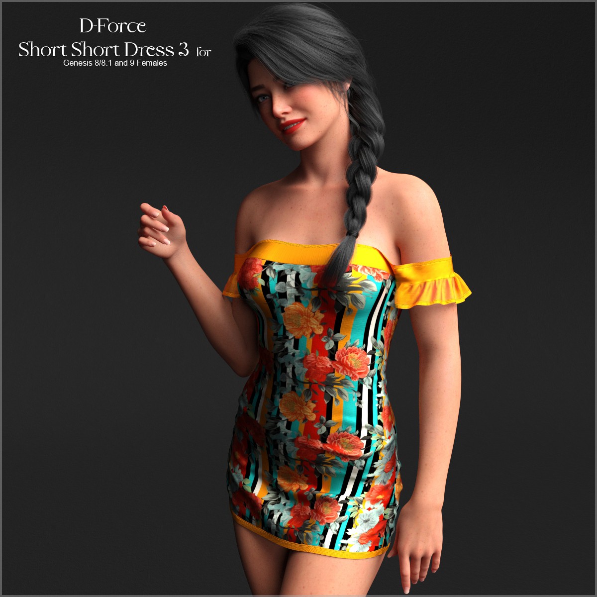 D-Force Short Short 3 Dress for Genesis 8 and 9 Females by: antje, 3D Models by Daz 3D