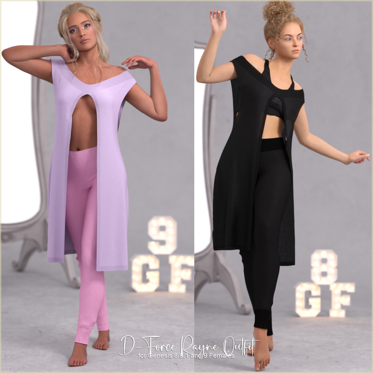 D-Force Rayne Outfit for Genesis 8/8.1/9/V9 by: antje, 3D Models by Daz 3D