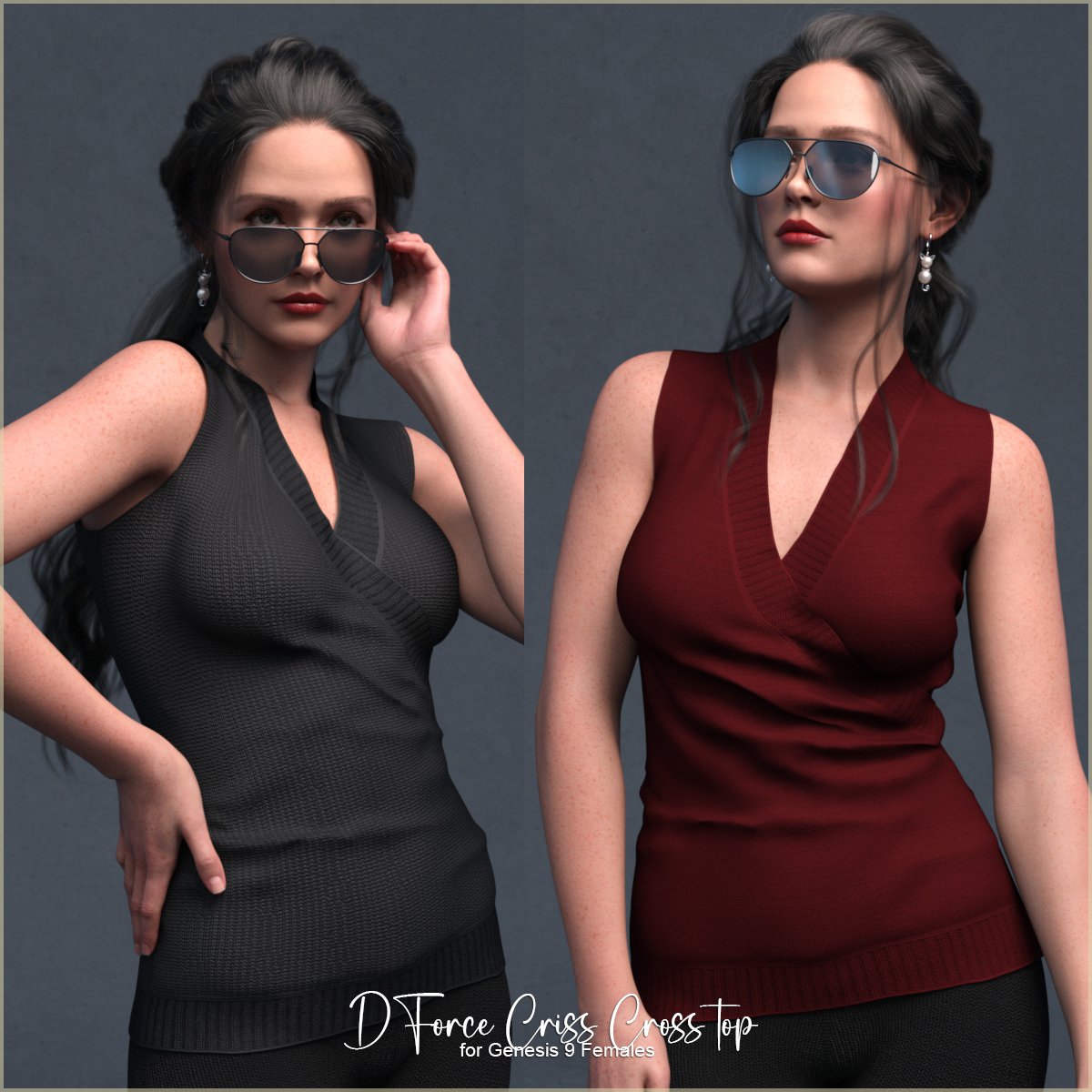 D-Force CrissCross Top for Genesis 9 Females by: antje, 3D Models by Daz 3D