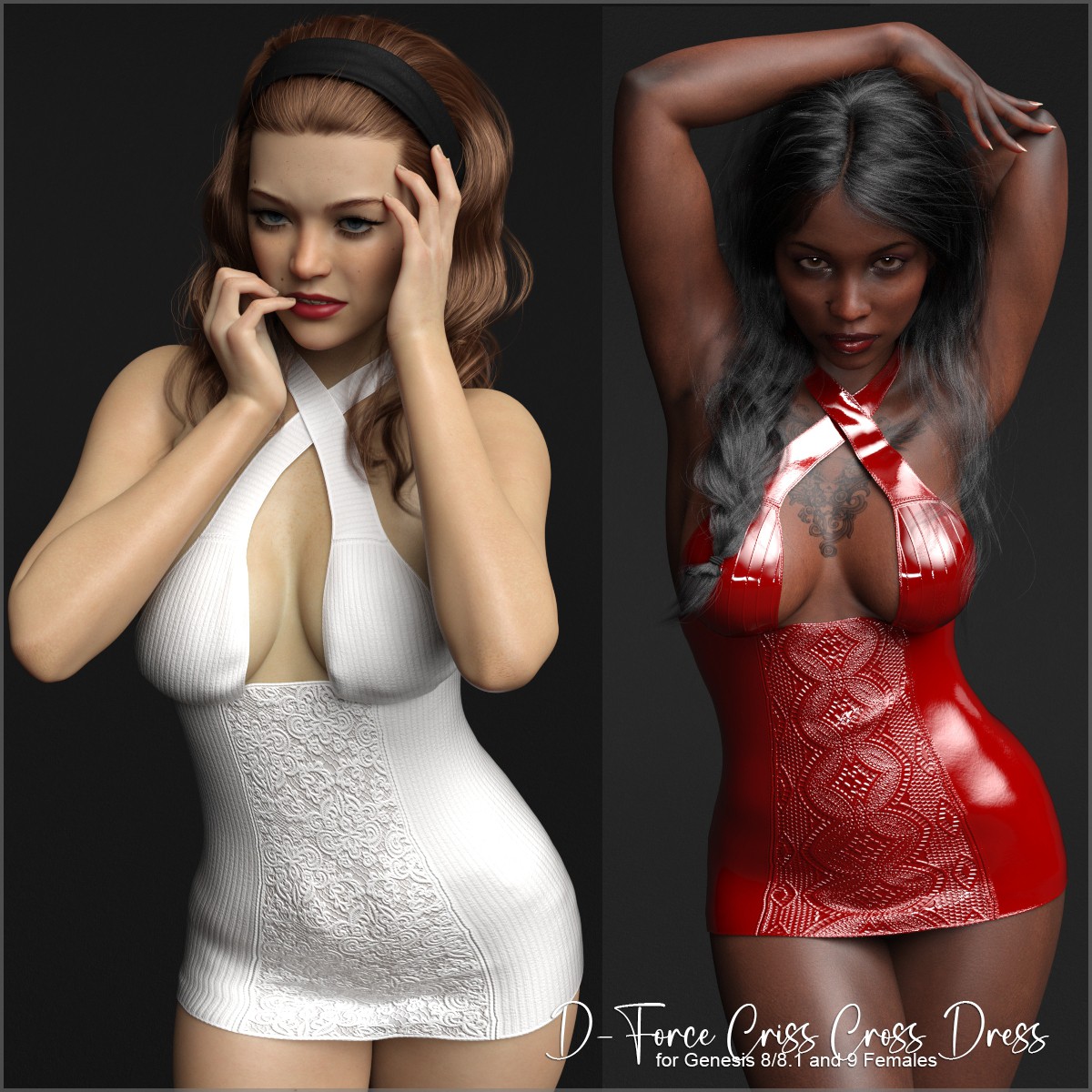 D-Force Criss Cross Dress for Genesis 8 and 9 Females by: antje, 3D Models by Daz 3D