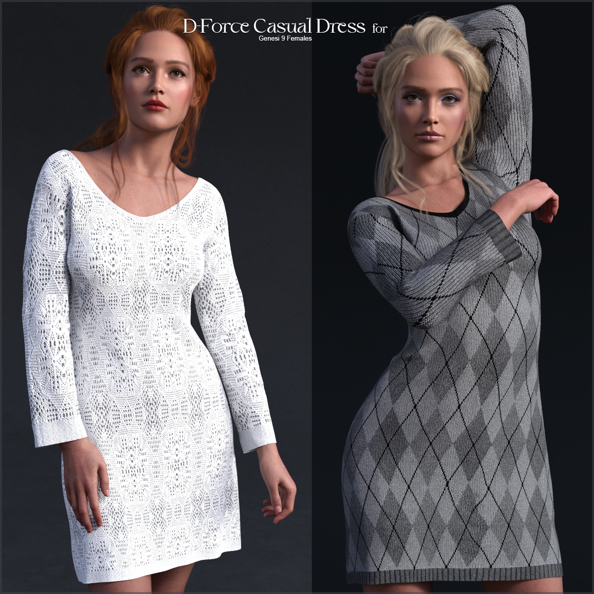 D-Force Casual Dress for G9 Females by: antje, 3D Models by Daz 3D