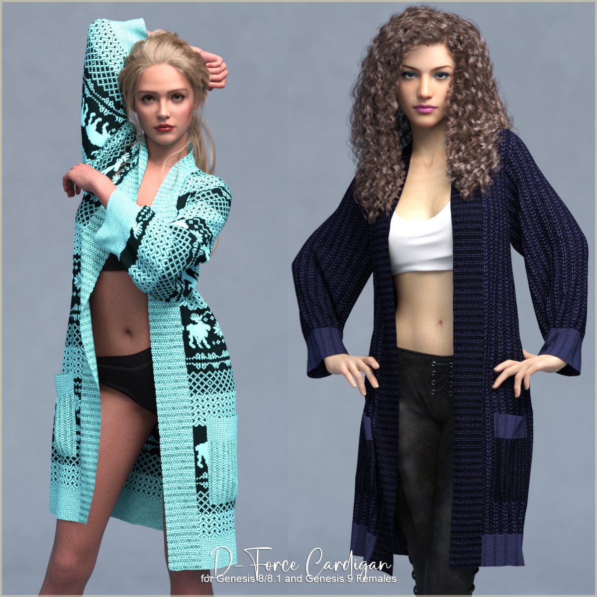 D-Force Cardigan for Genesis 8/8.1/9/V9 by: antje, 3D Models by Daz 3D