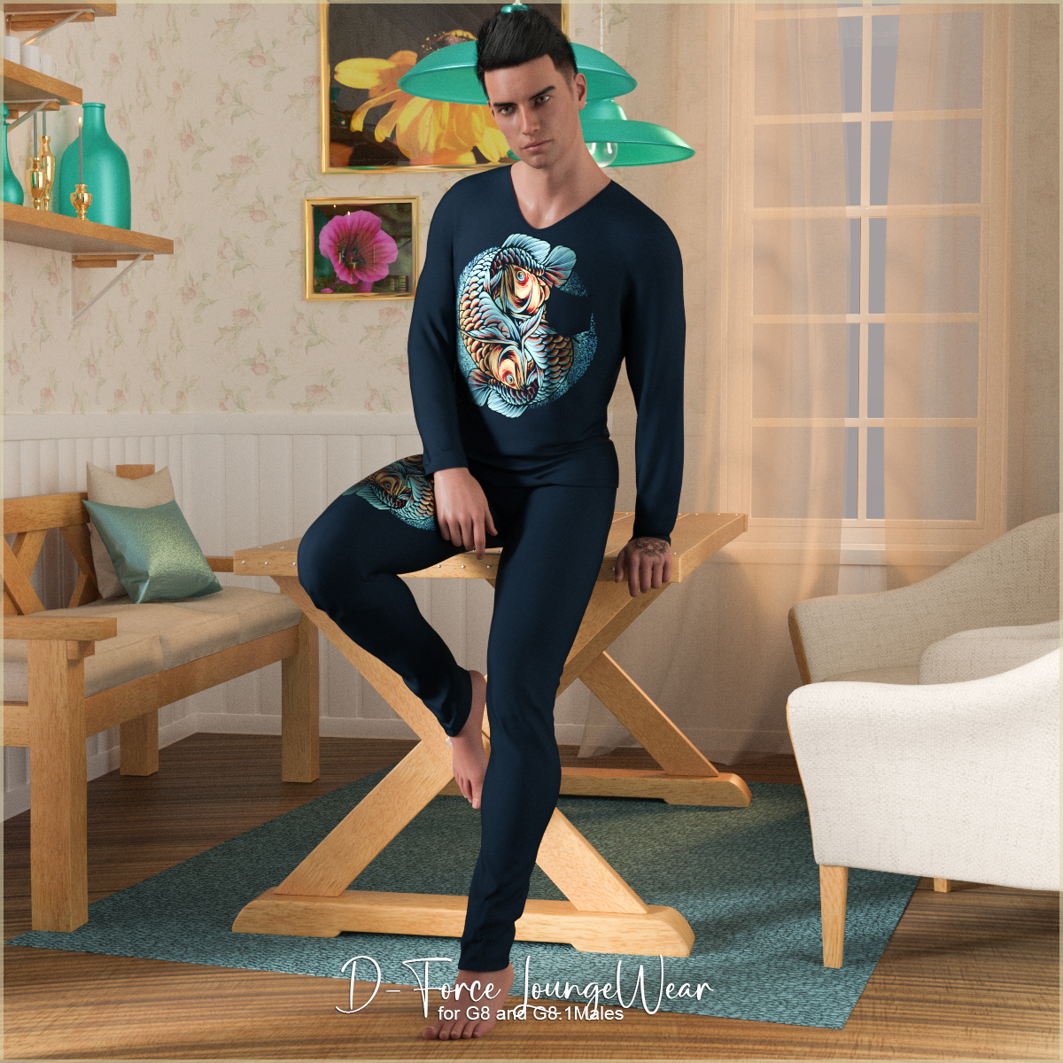 D-Force LoungeWear for G8 and G8.1 Males by: antje, 3D Models by Daz 3D