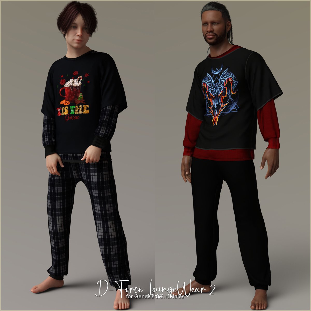 D-Force LoungeWear 2 for G8 and G8.1 Males by: antje, 3D Models by Daz 3D