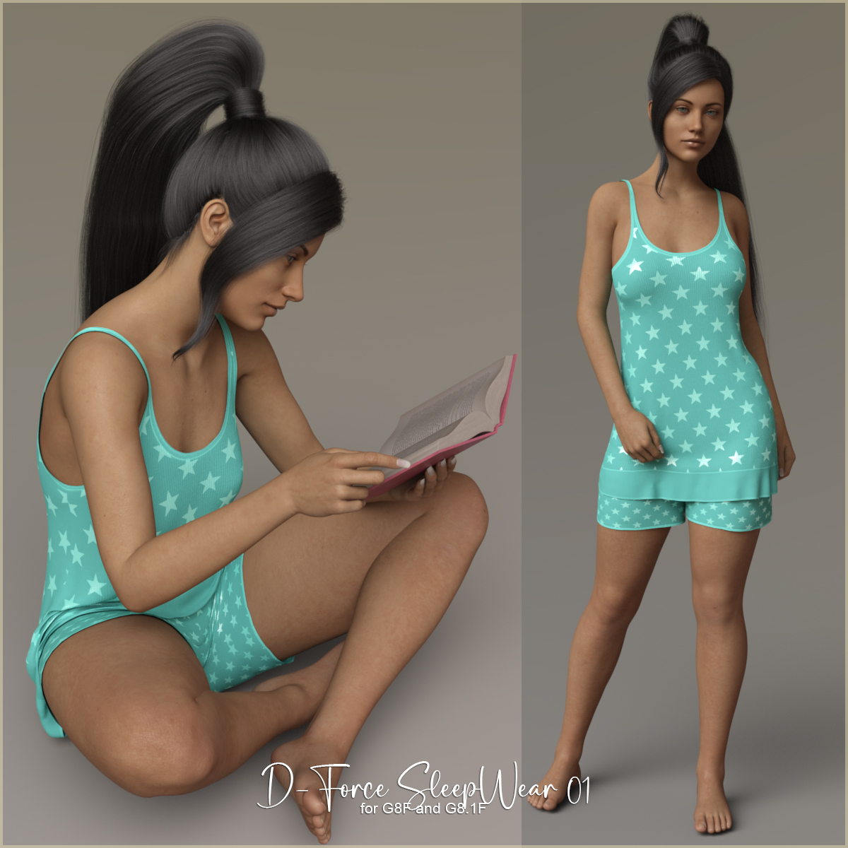 D-Force SleepWear 01 for G8F and G8.1F by: antje, 3D Models by Daz 3D