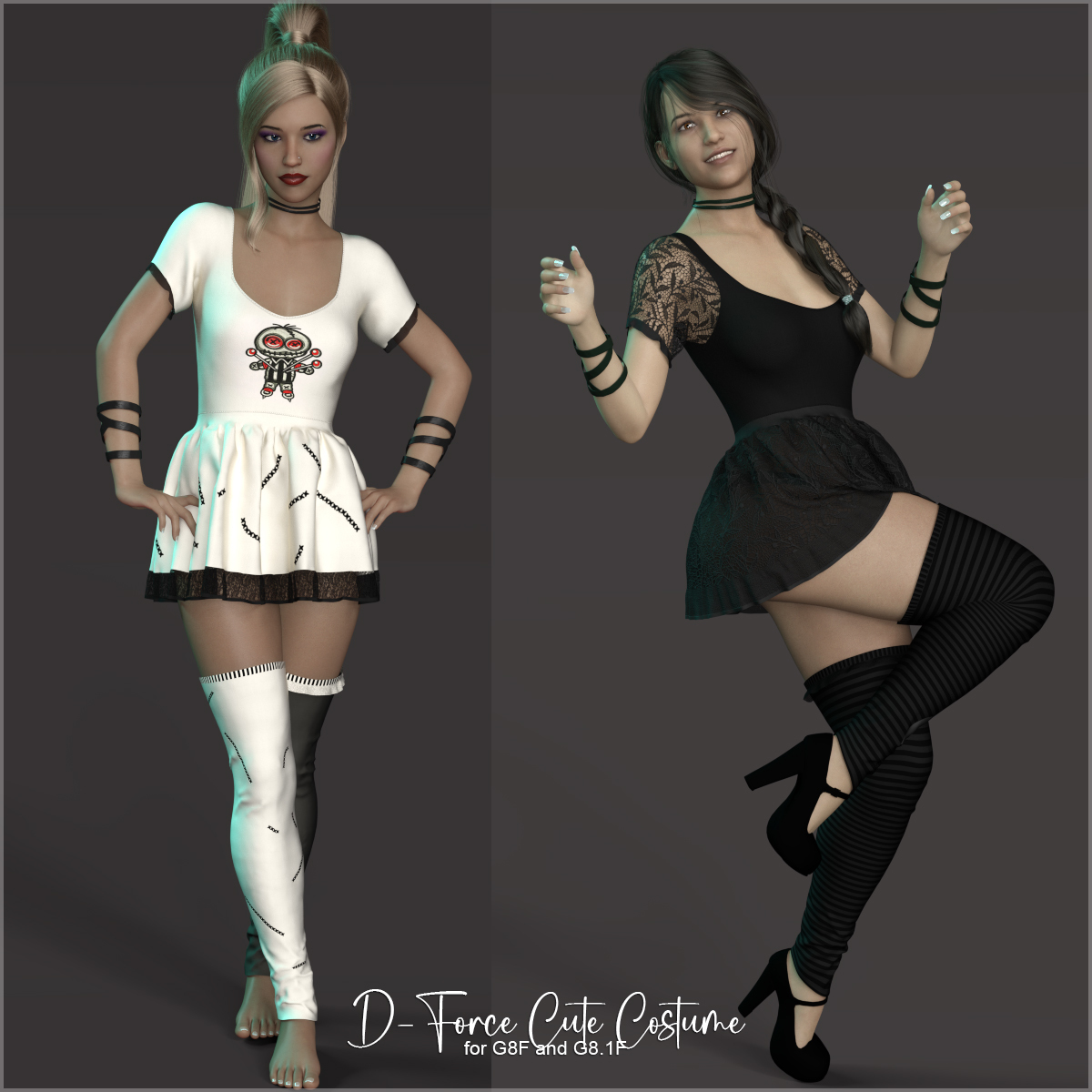 D-Force Cute Costume for G8F & G8.1F by: antje, 3D Models by Daz 3D