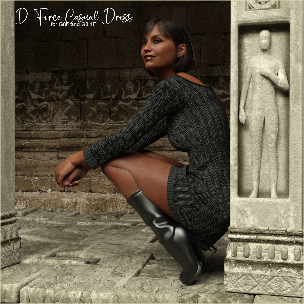 D-Force Casual Dress for G8F & G8.1F by: antje, 3D Models by Daz 3D