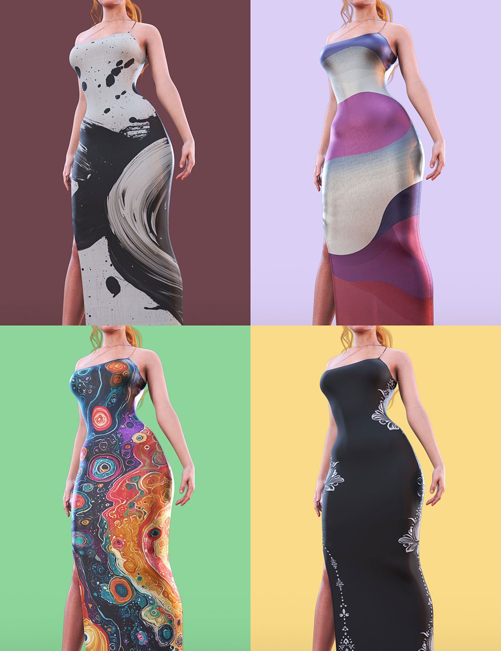 dForce COG Cocktail Dress Texture Pack by: CatOnGlade, 3D Models by Daz 3D