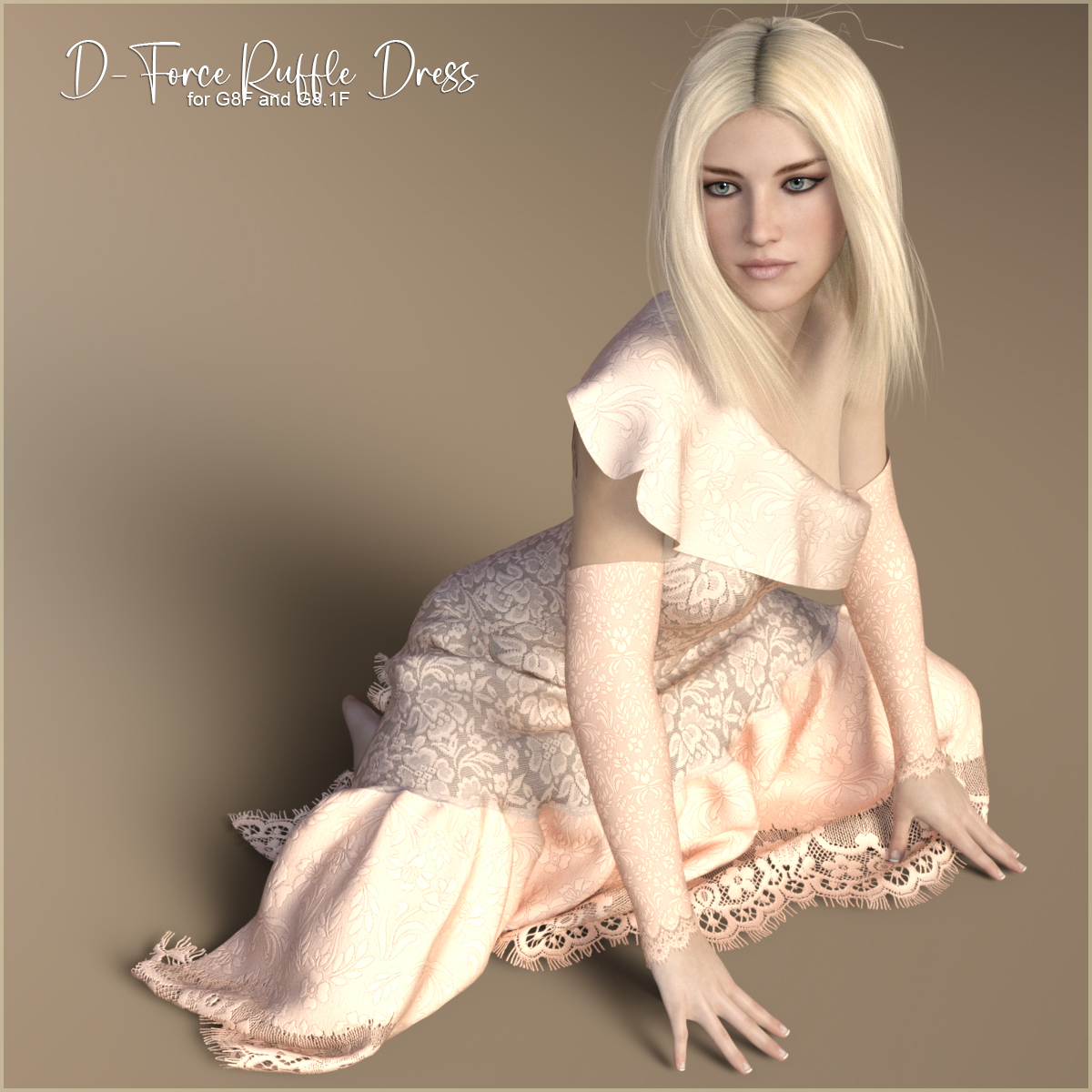 D-Force Ruffle Dress for G8F and G8.1F by: antje, 3D Models by Daz 3D