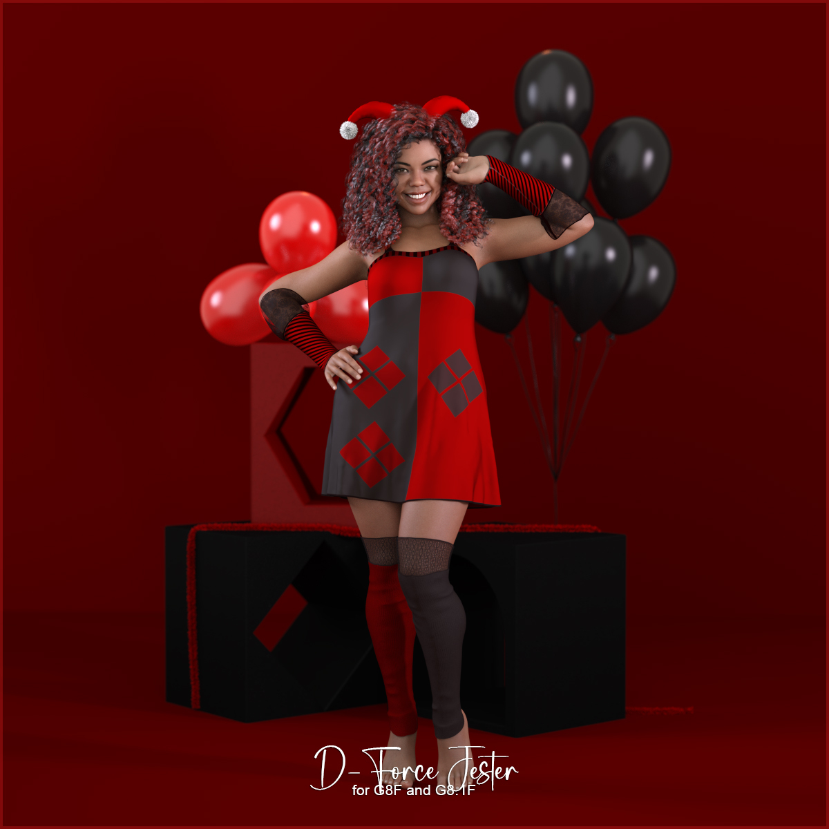 D-Force Jester for G8F & G8.1F by: antje, 3D Models by Daz 3D