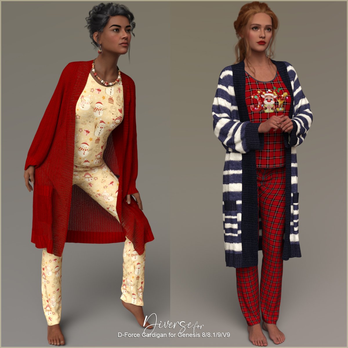 Diverse for D-Force Cardigan for Genesis 8/8.1/9/V9 by: antje, 3D Models by Daz 3D