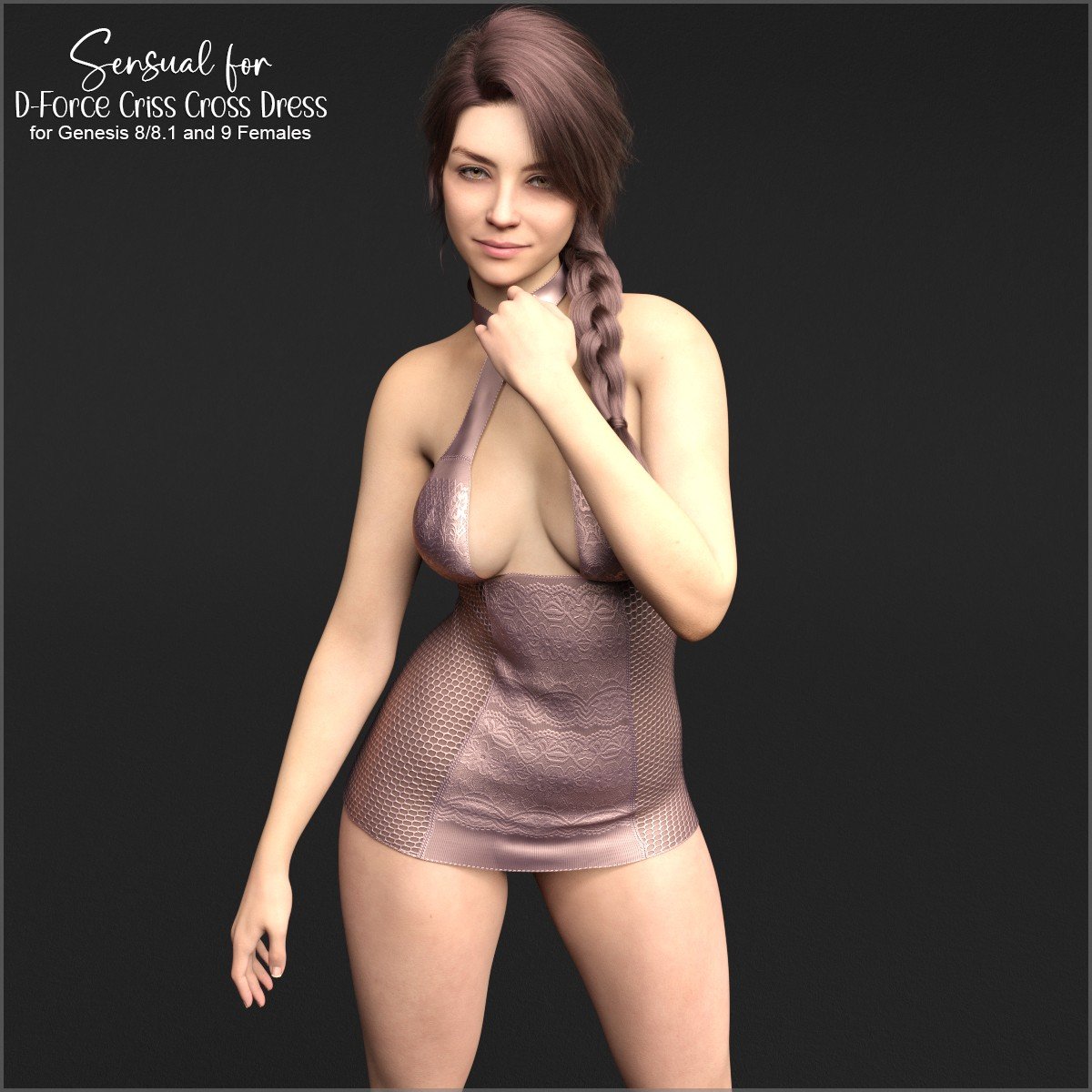 Sensual for D-Force Criss Cross Dress by: antje, 3D Models by Daz 3D