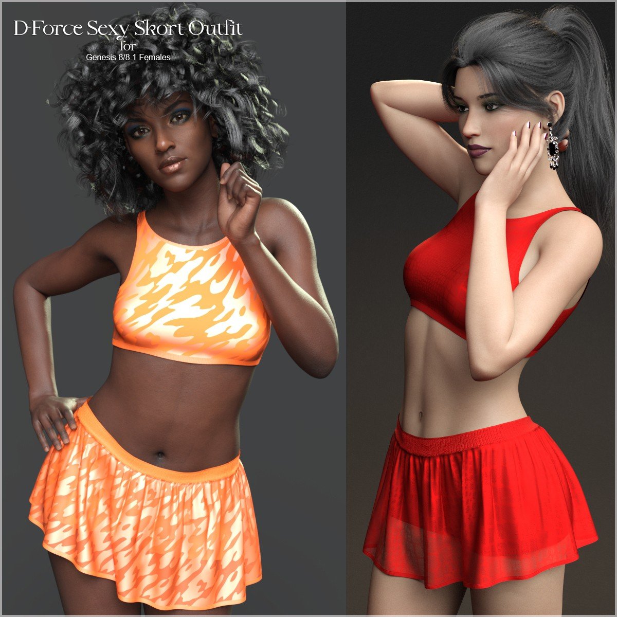 D-Force Sexy Skort Outfit for G8F and G8.1F by: antje, 3D Models by Daz 3D