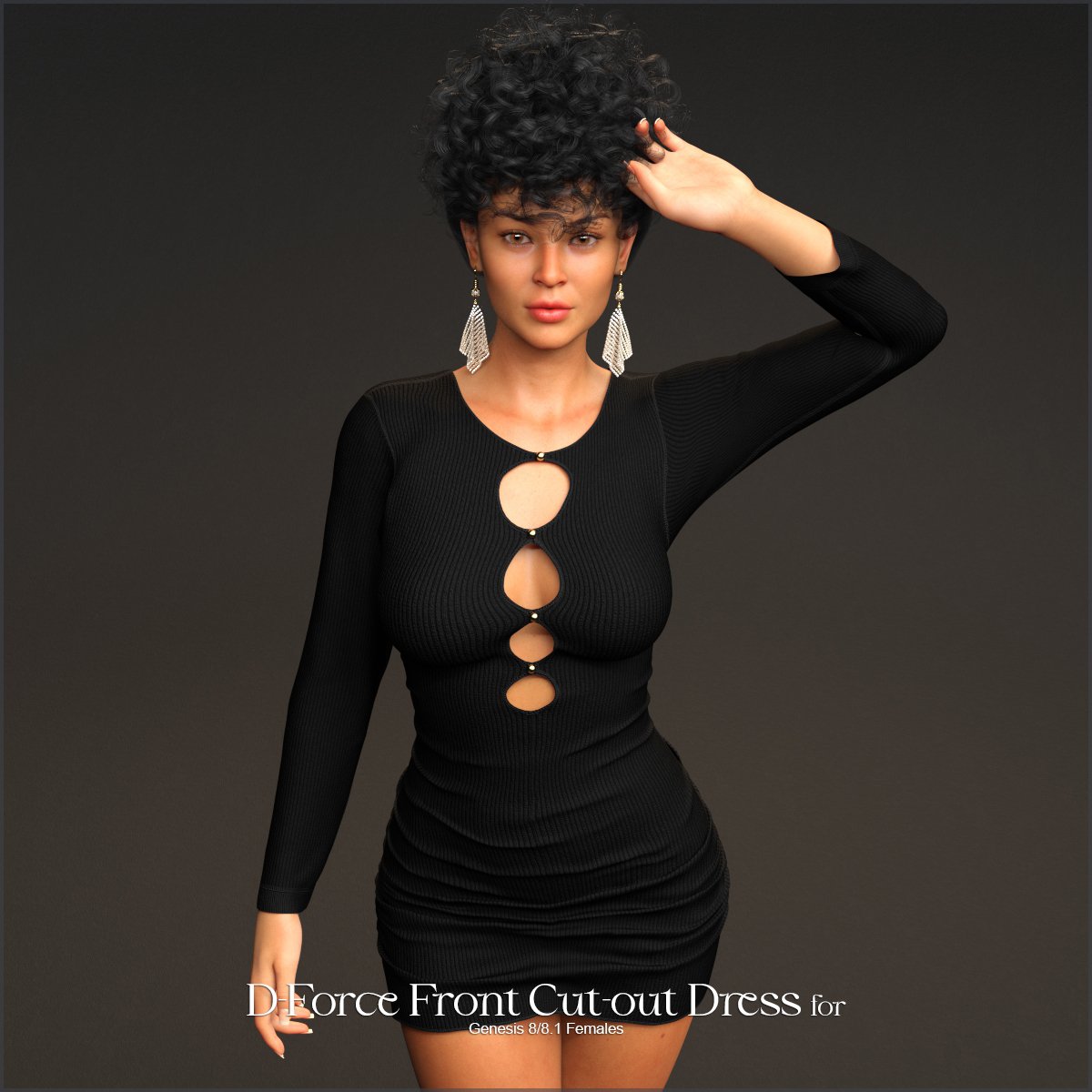 D-Force Front Cut-out Dress for G8F and G8.1F by: antje, 3D Models by Daz 3D