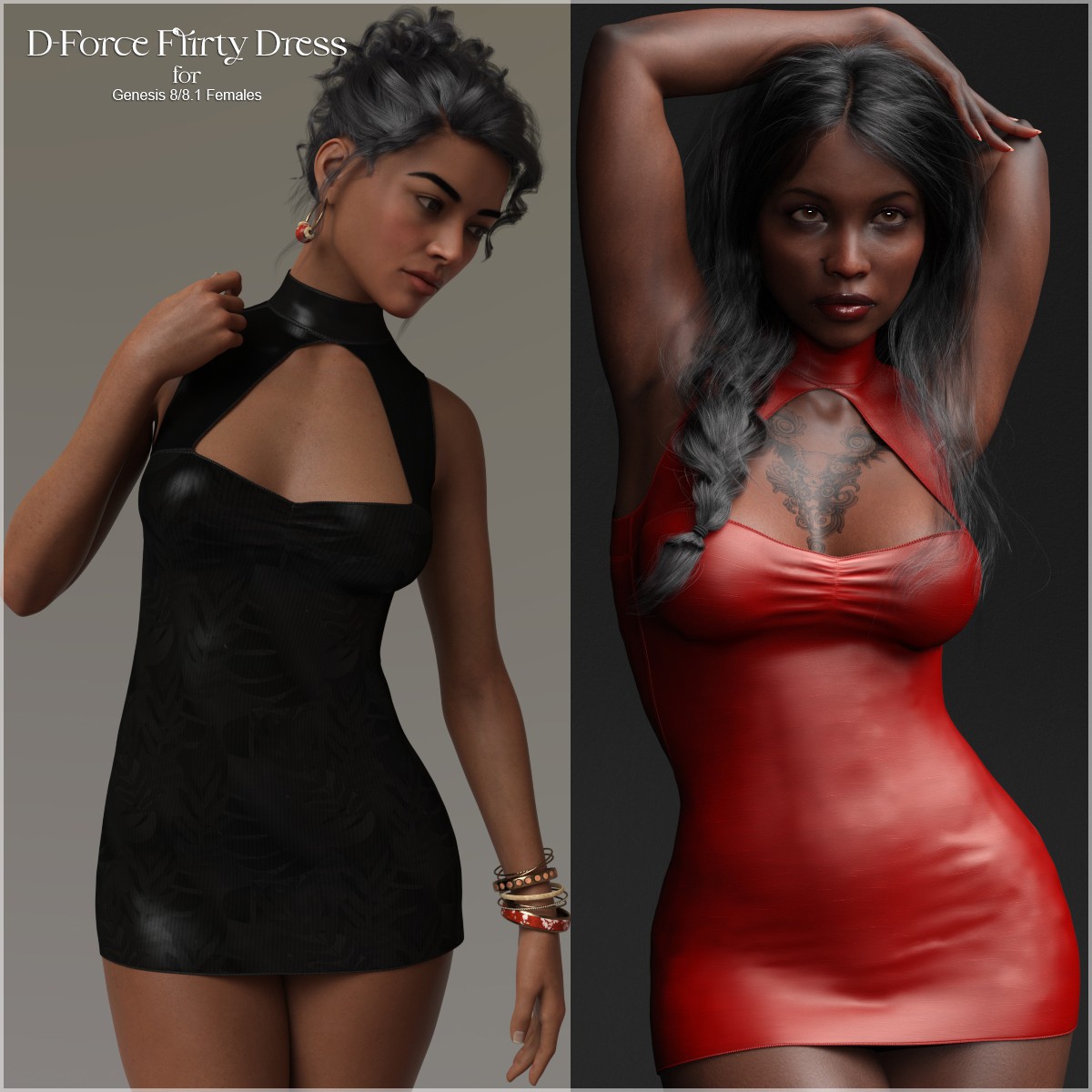 D-Force Flirty Dress for G8F and G8.1F by: antje, 3D Models by Daz 3D
