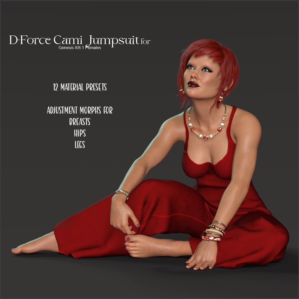D-Force Cami Jumpsuit for G8F and G8.1F by: antje, 3D Models by Daz 3D
