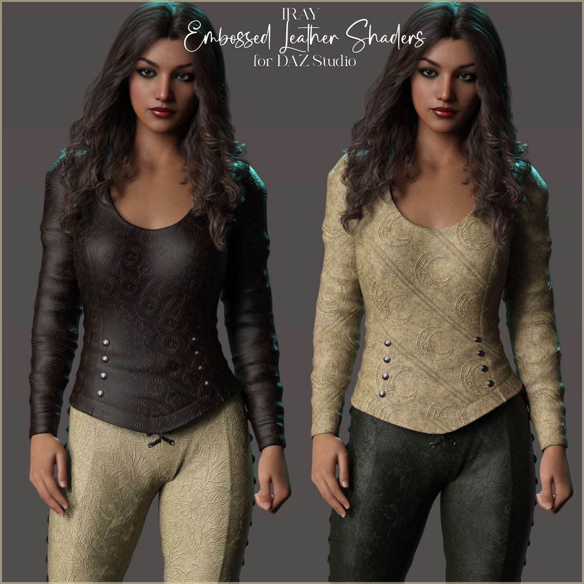 Embossed Leather DS Iray Shaders by: antje, 3D Models by Daz 3D