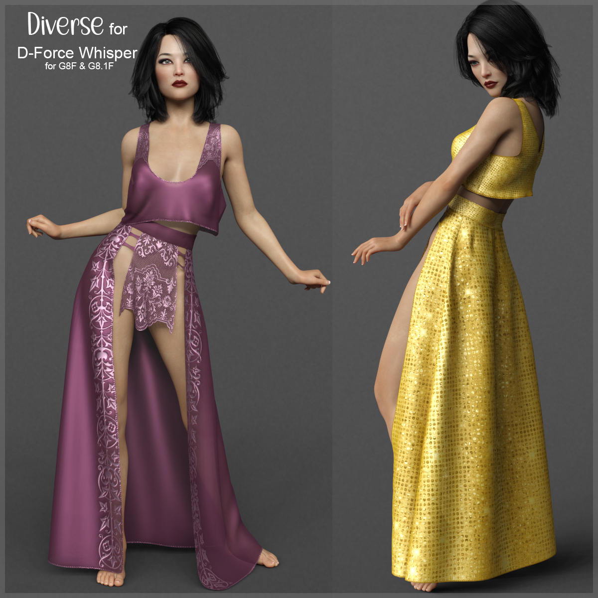 Diverse for D-Force Whisper for G8F & G8.1F by: antje, 3D Models by Daz 3D
