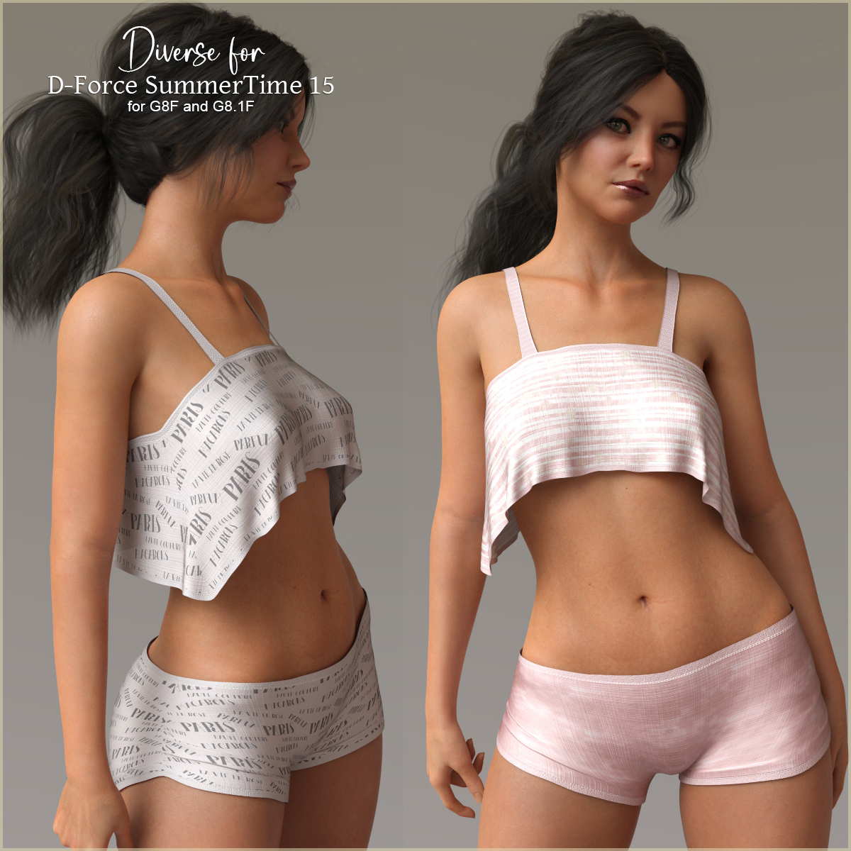 Diverse for D-Force SummerTime 15 for G8 and 8.1 Females by: antje, 3D Models by Daz 3D