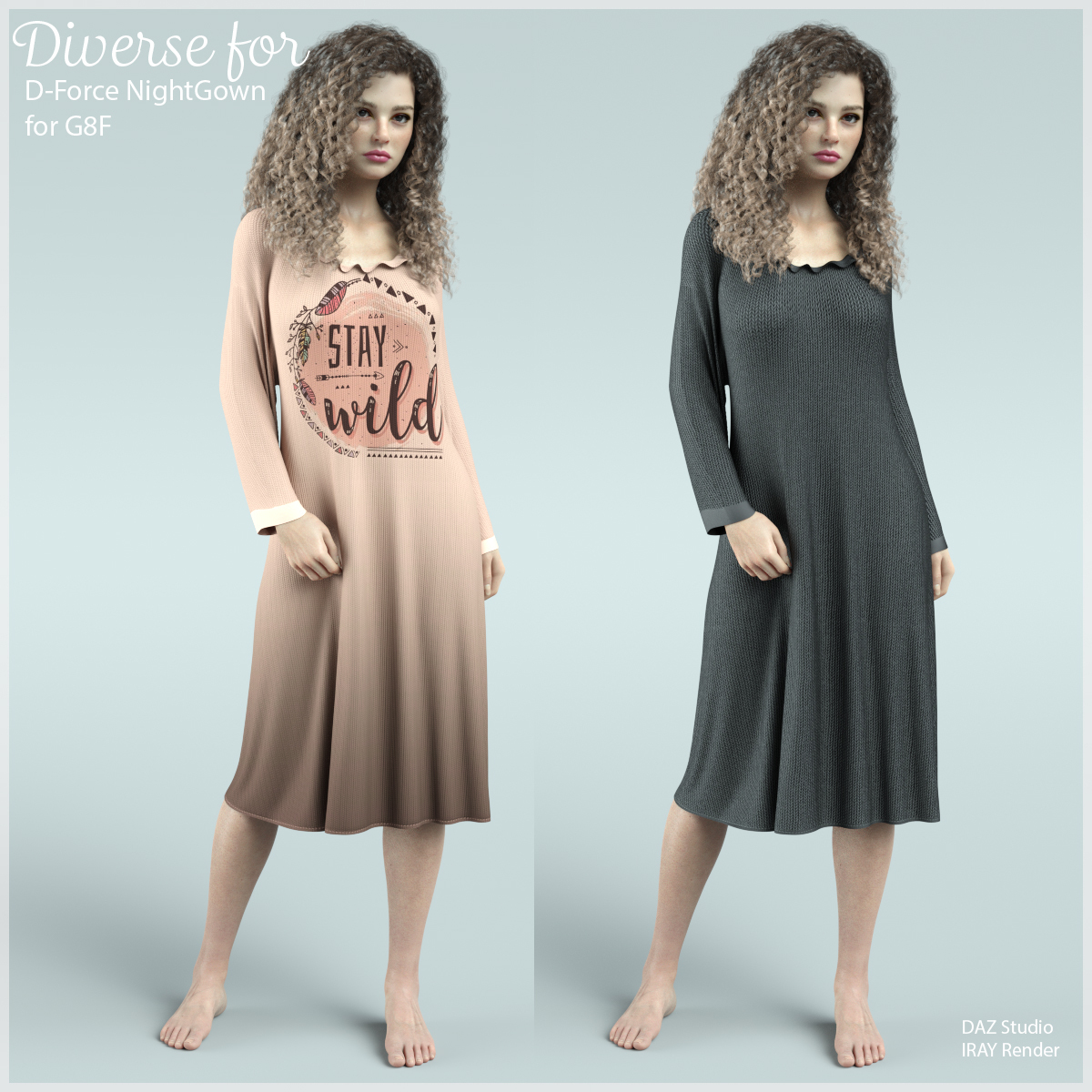 Diverse for D-Force NightGown for G8F by: antje, 3D Models by Daz 3D
