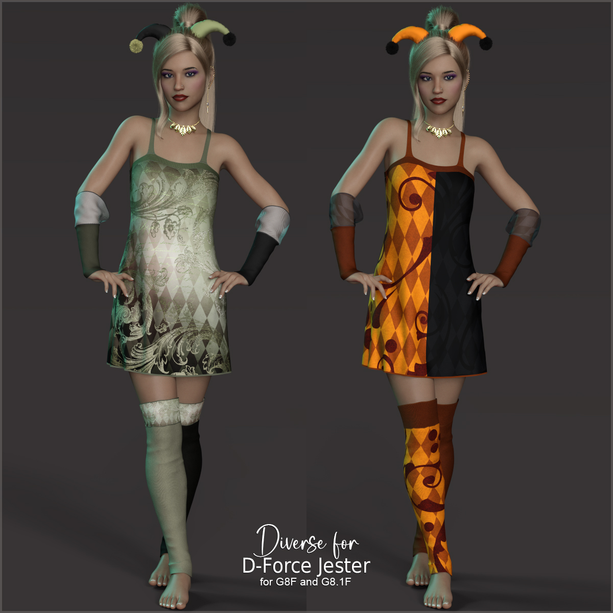 Diverse for D-Force Jester for G8F & G8.1F by: antje, 3D Models by Daz 3D