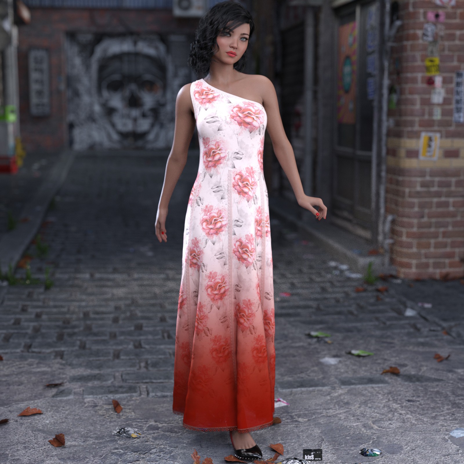 Diverse for D-Force One Shoulder Dress by: antje, 3D Models by Daz 3D