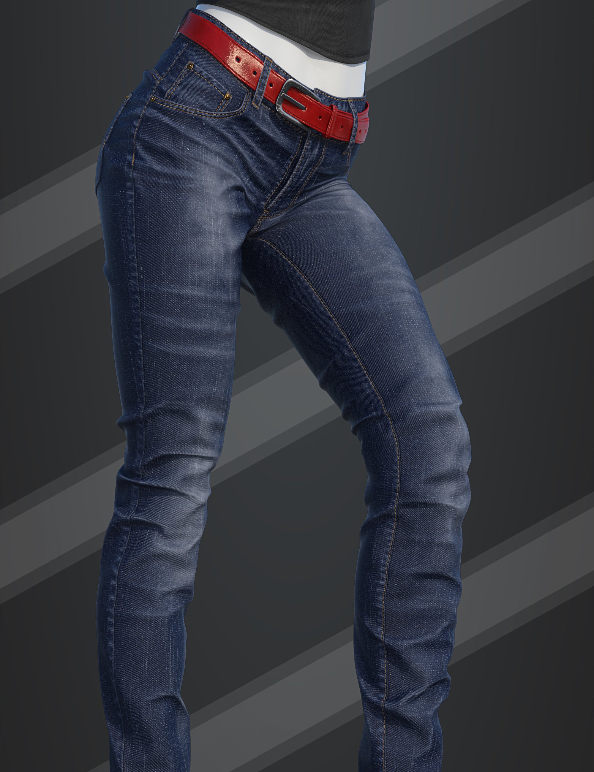dForce SU Long Jeans for Genesis 9, 8.1, and 8 Female by: Sue Yee, 3D Models by Daz 3D