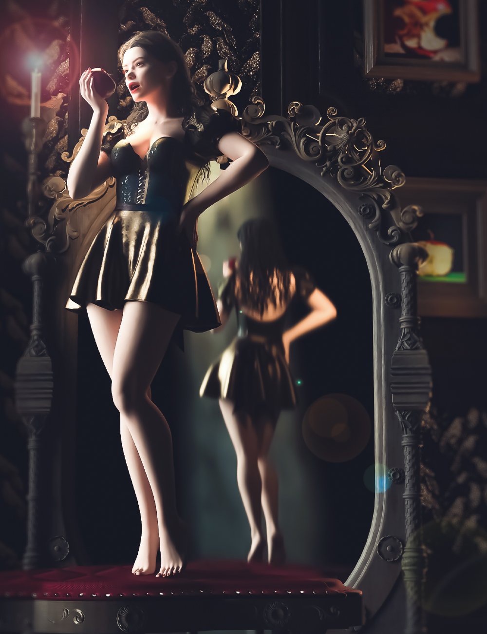 dForce Apple Of Desire Outfit and Vignette by: PAMAWO, 3D Models by Daz 3D
