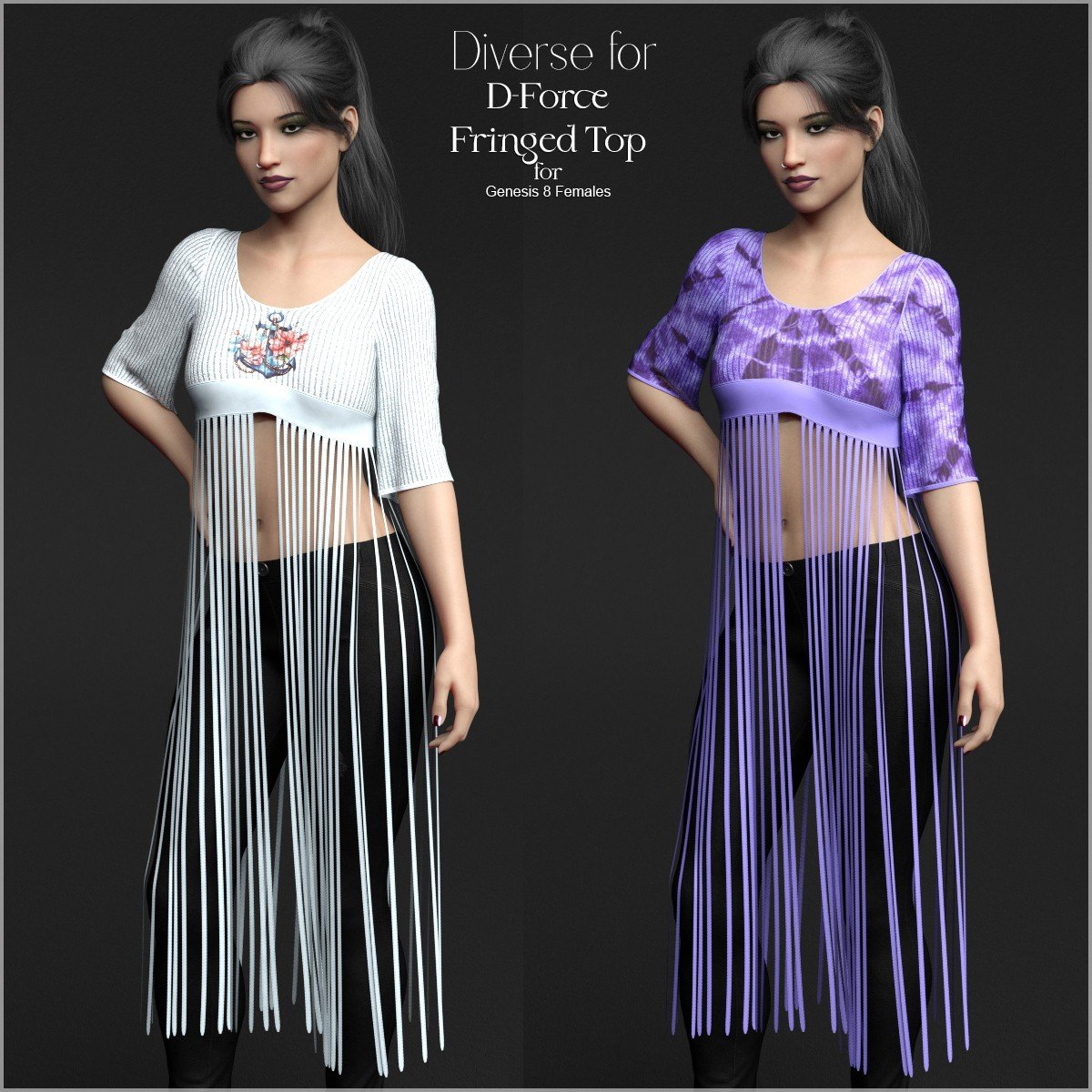 Diverse for D-Force Fringed Top by: antje, 3D Models by Daz 3D
