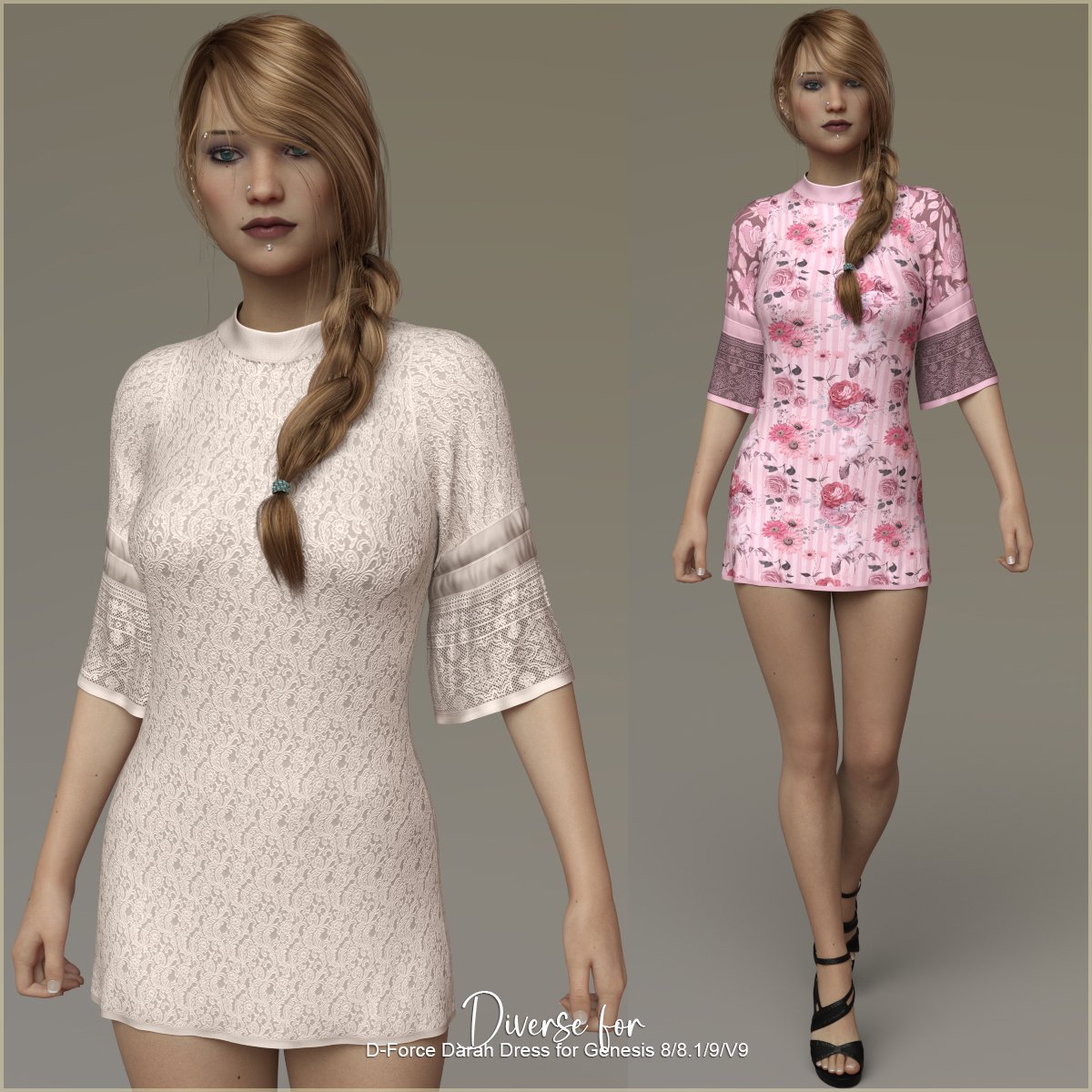 Diverse for D-Force Darah Dress for Genesis 8/8.1/9/V9 by: antje, 3D Models by Daz 3D