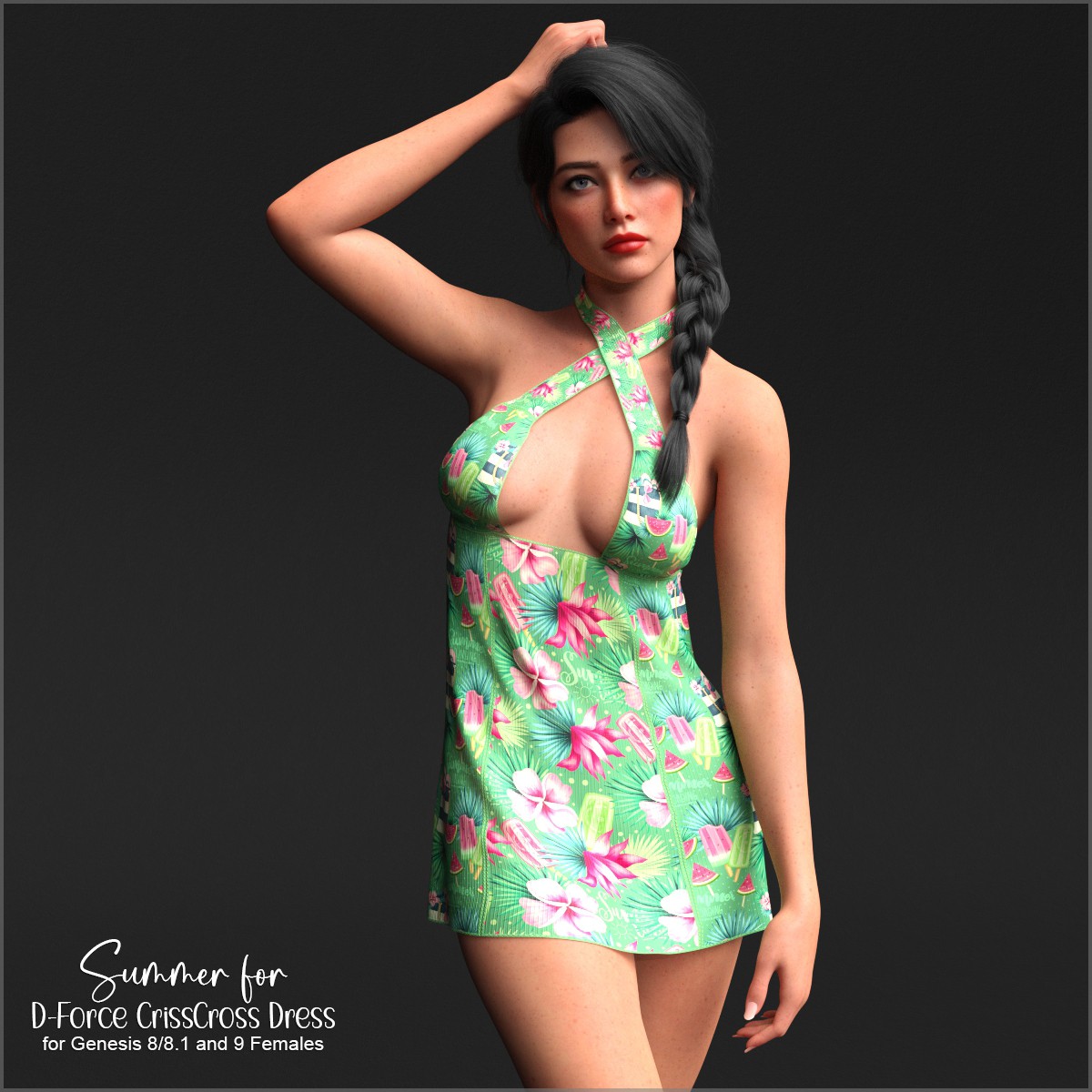 Summer for D-Force Criss Cross Dress by: antje, 3D Models by Daz 3D