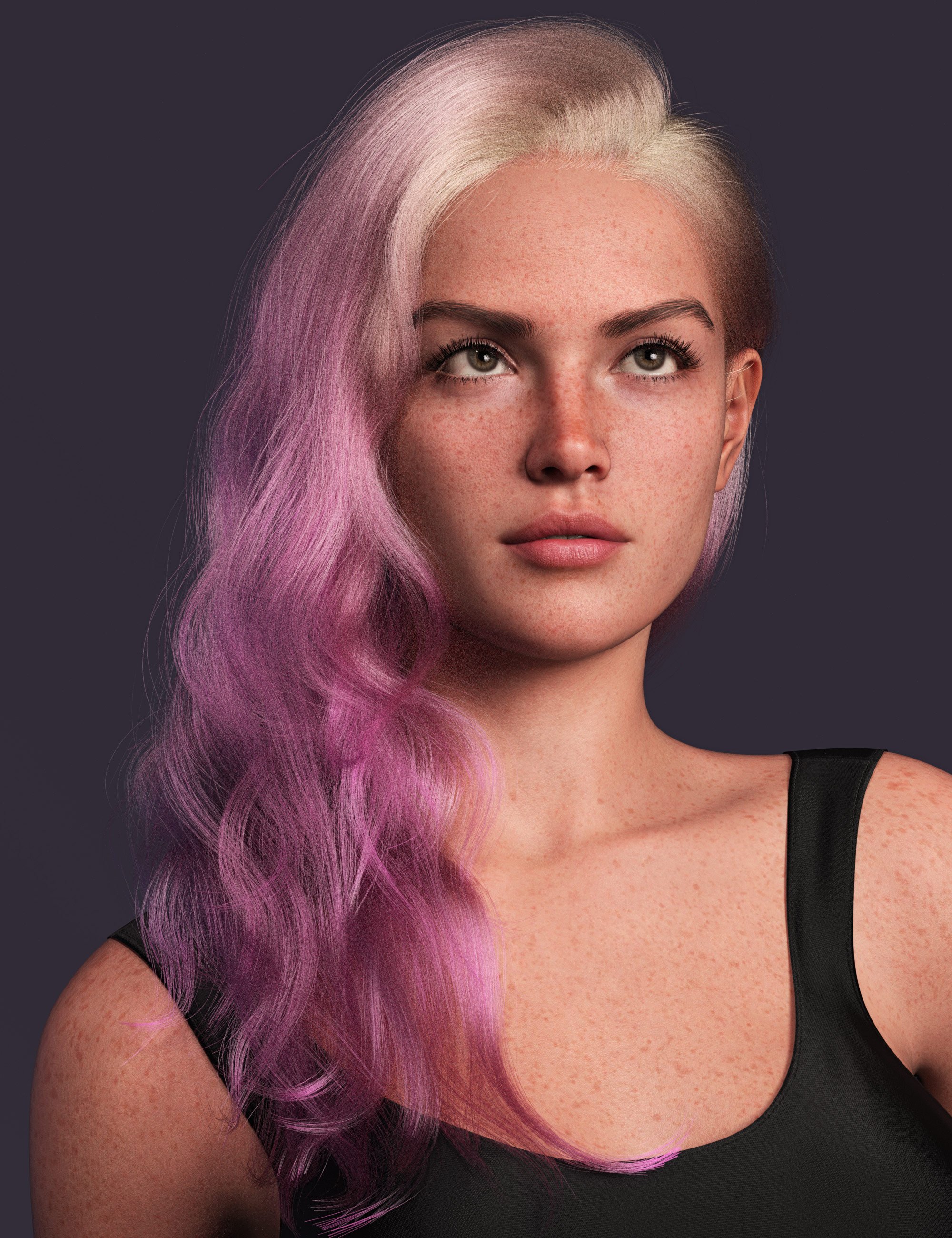 dForce Strand-Based Side Swept Glam Style Hair Color Expansion by: outoftouch, 3D Models by Daz 3D
