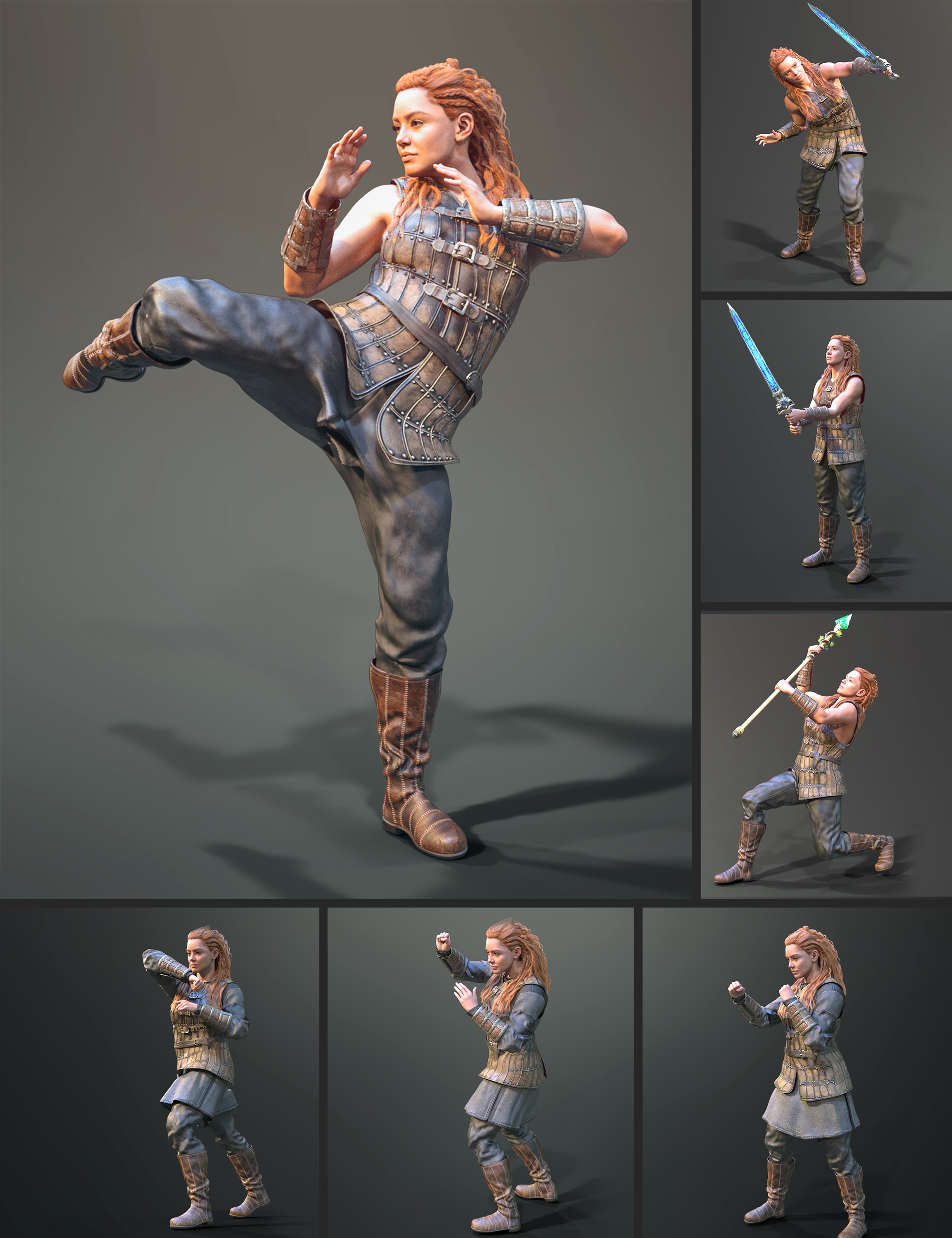 P Fighting Pose Package by: Polish, 3D Models by Daz 3D