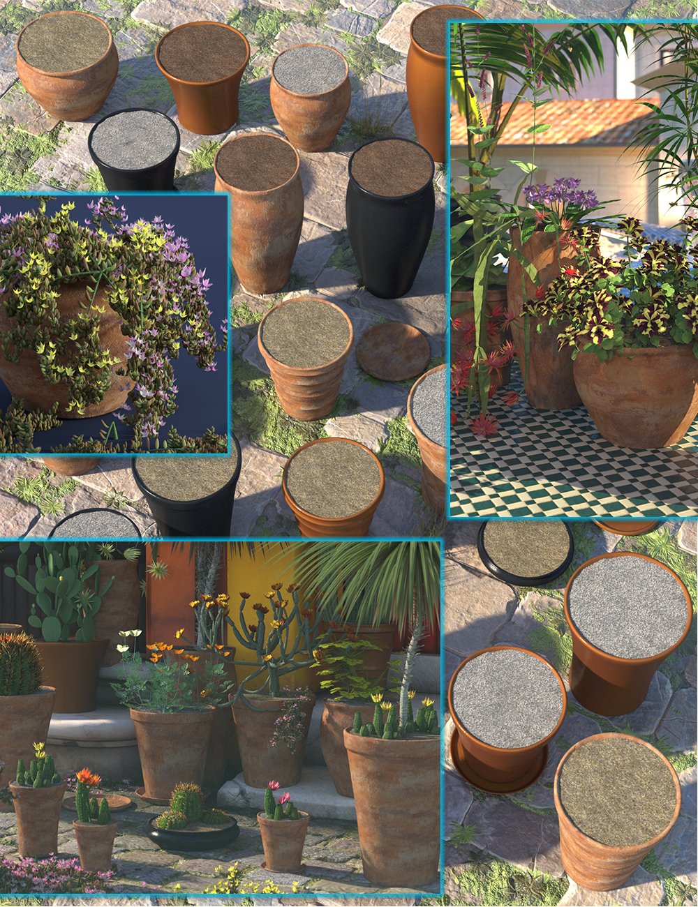 Plant Pots Vol 1 by: MartinJFrost, 3D Models by Daz 3D