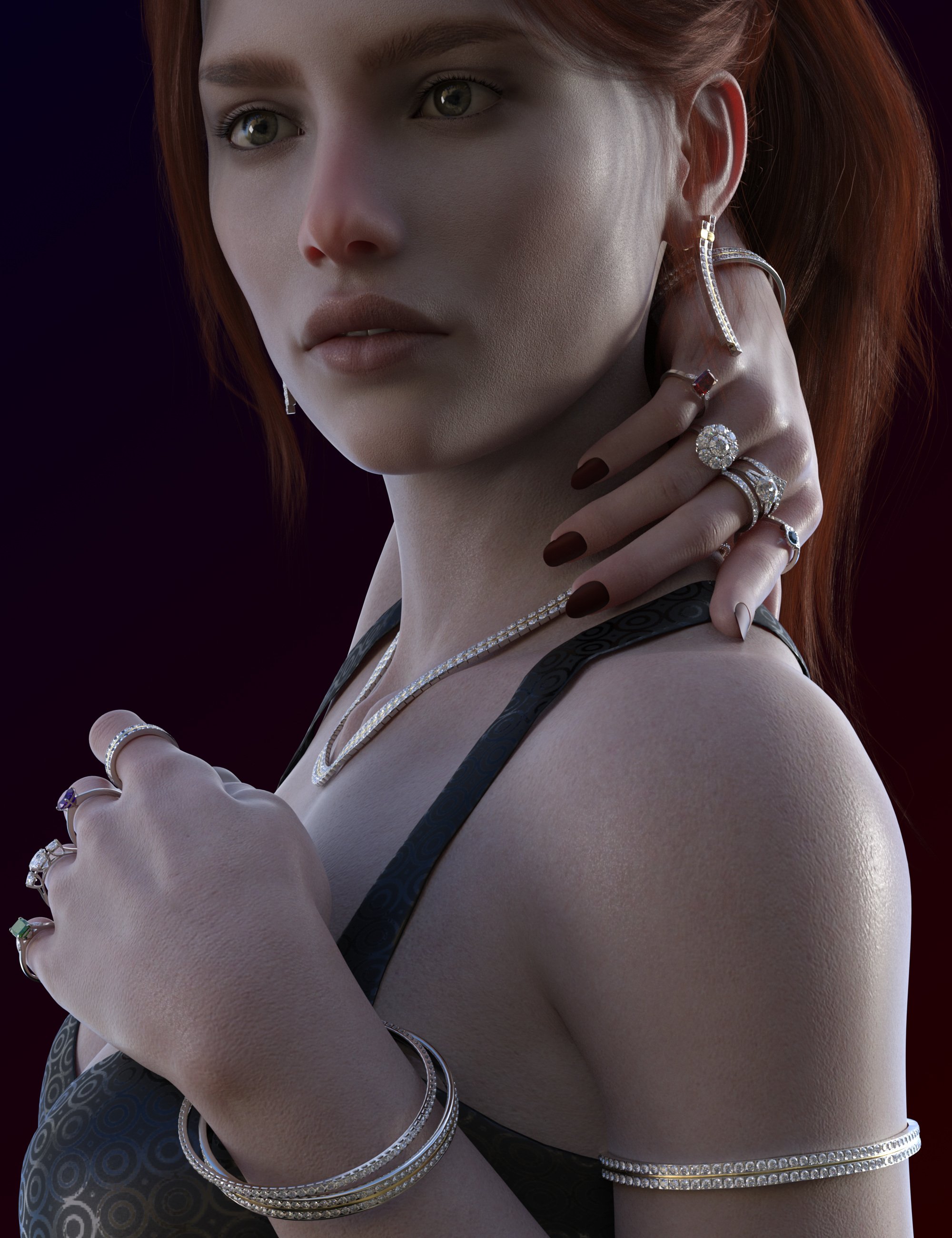 Sparkles Jewelry for Genesis 8 Female, Genesis 8.1 Female, and Genesis 9 by: GCJellyfish, 3D Models by Daz 3D