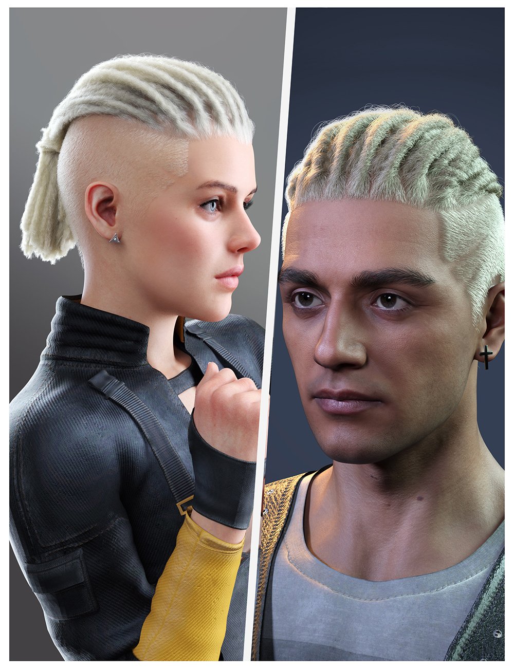 dForce Hesba Hair for Genesis 9 by: Magic Brush, 3D Models by Daz 3D