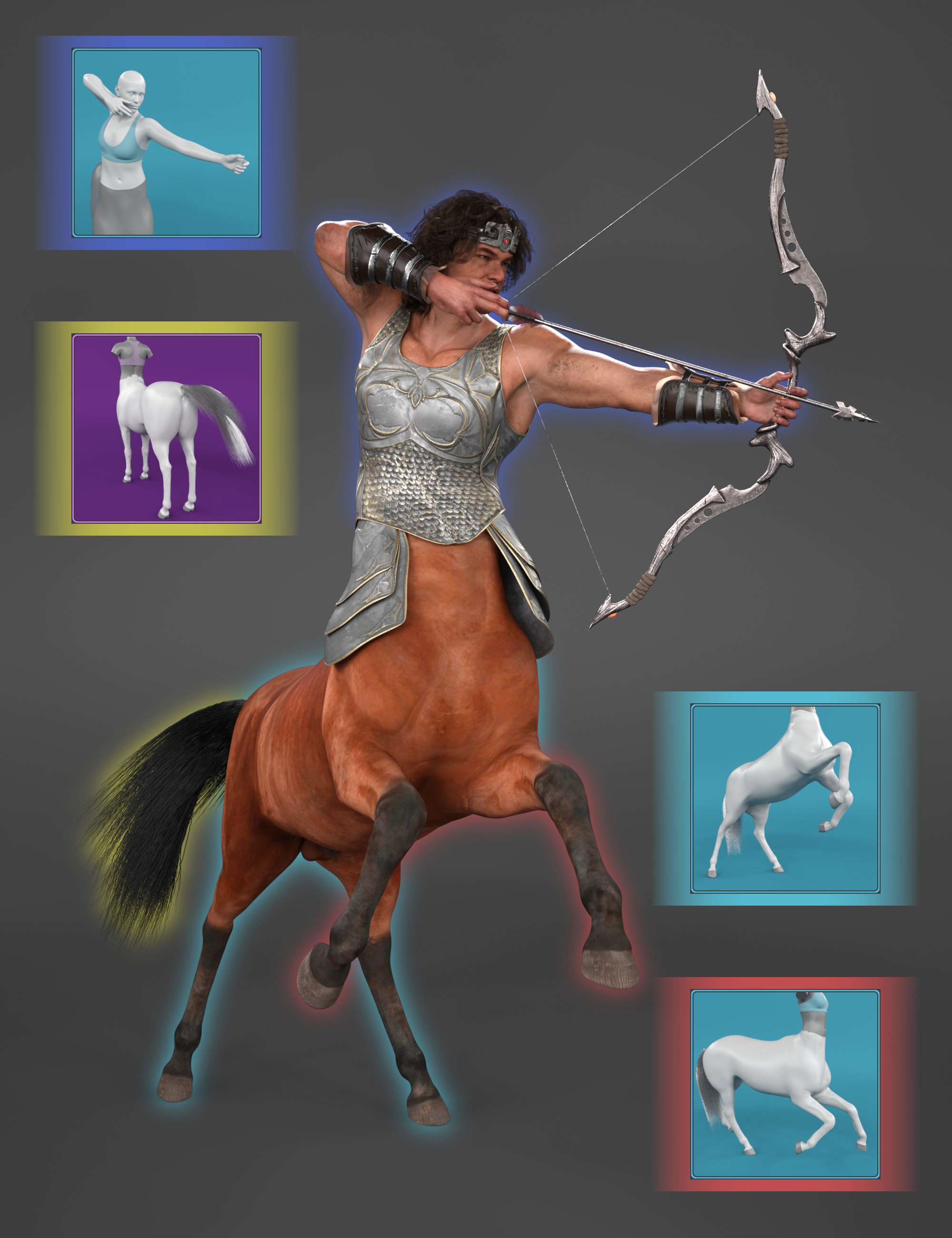 NG Build Your Own Centaur Poses for Genesis 9 by: NewGuy, 3D Models by Daz 3D