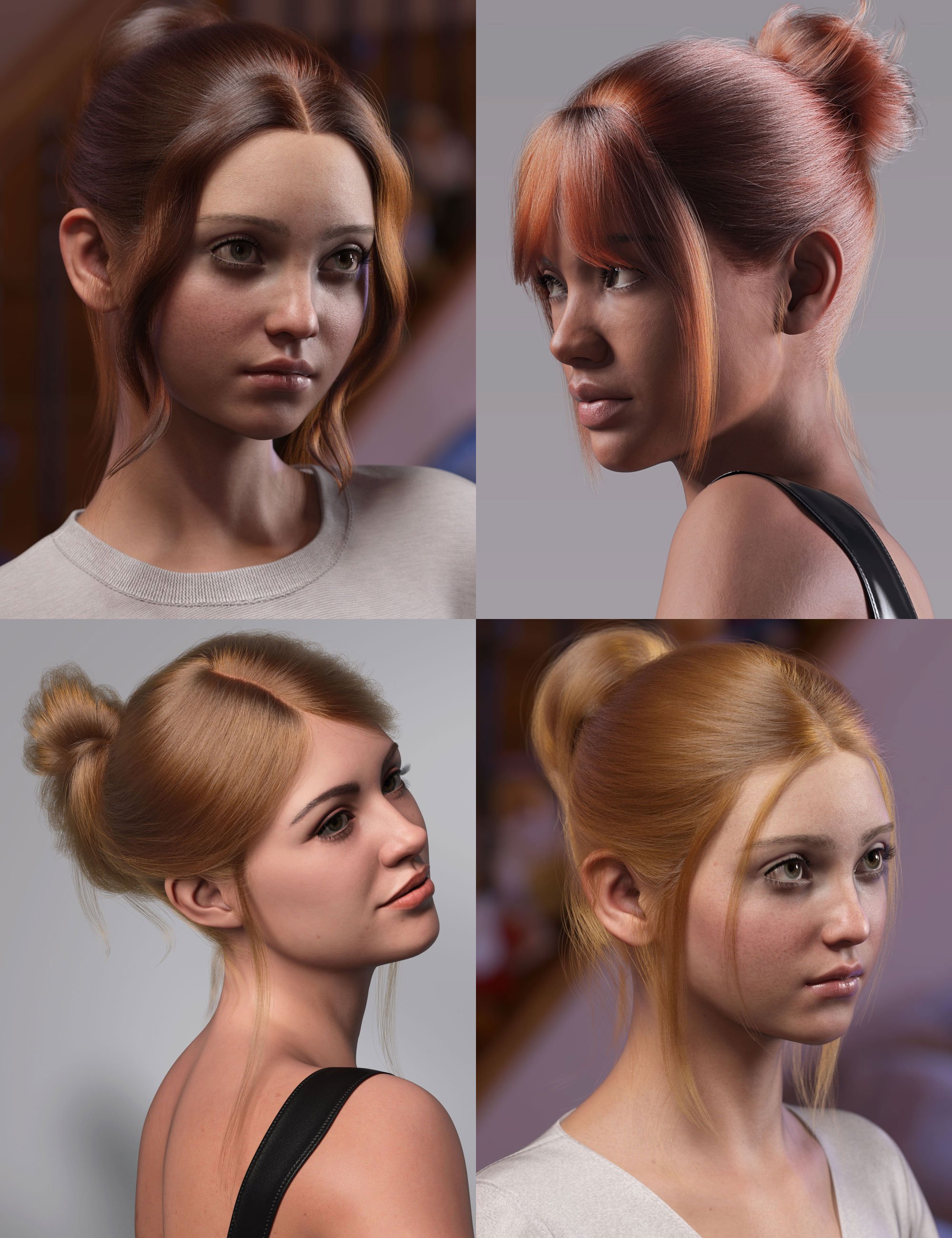 dForce Strand-Based Build Your Updo Mega Hair Pack for Genesis 9 by: outoftouch, 3D Models by Daz 3D