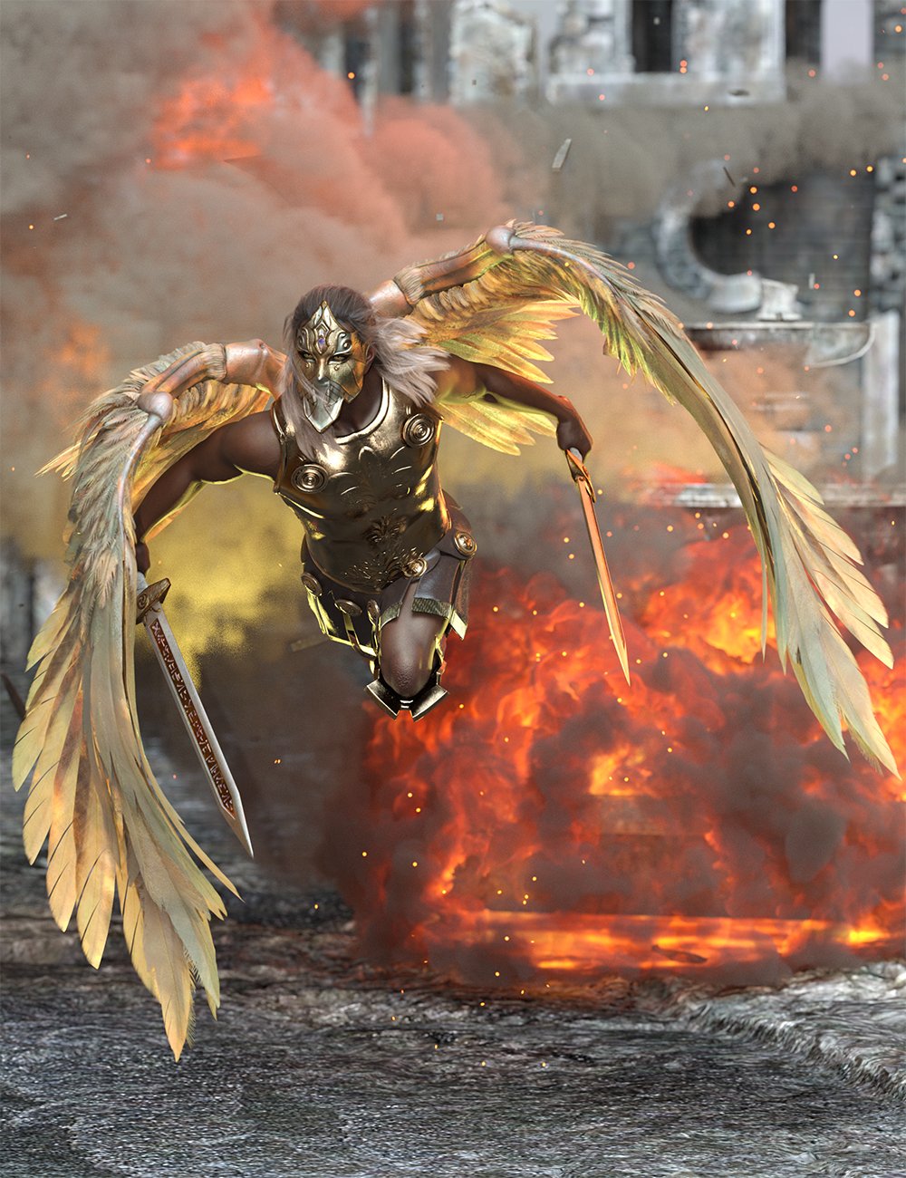 Angelic Army Hierarchical Poses for Vega and Morning Star Wings by: Ensary, 3D Models by Daz 3D