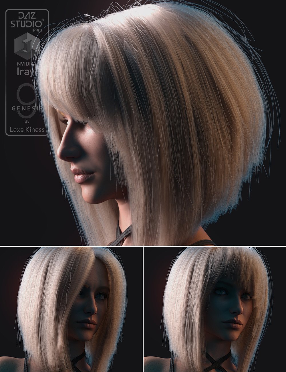 dForce Hailey Hair for Genesis 9 by: Lexa Kiness, 3D Models by Daz 3D