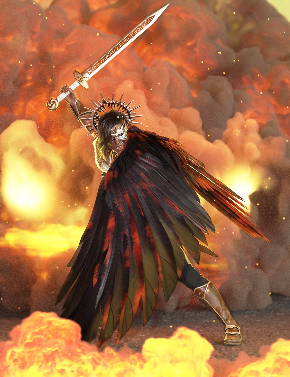 Corrupted Hierarchical Poses for Vega and Morning Star Wings by: Ensary, 3D Models by Daz 3D