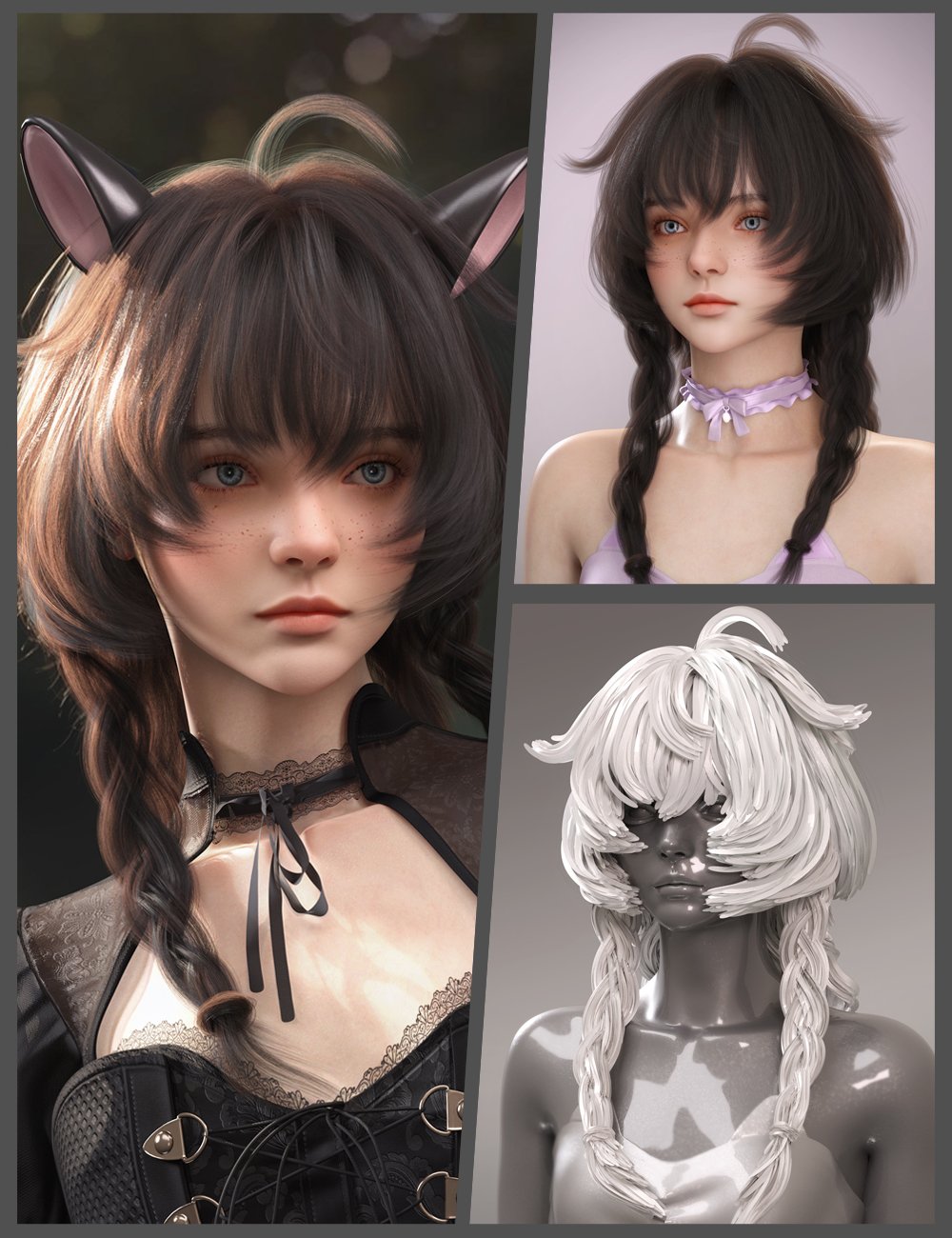 MB Fancie Hair and MB Fancie for Genesis 9 Feminine by: Magic Brush, 3D Models by Daz 3D