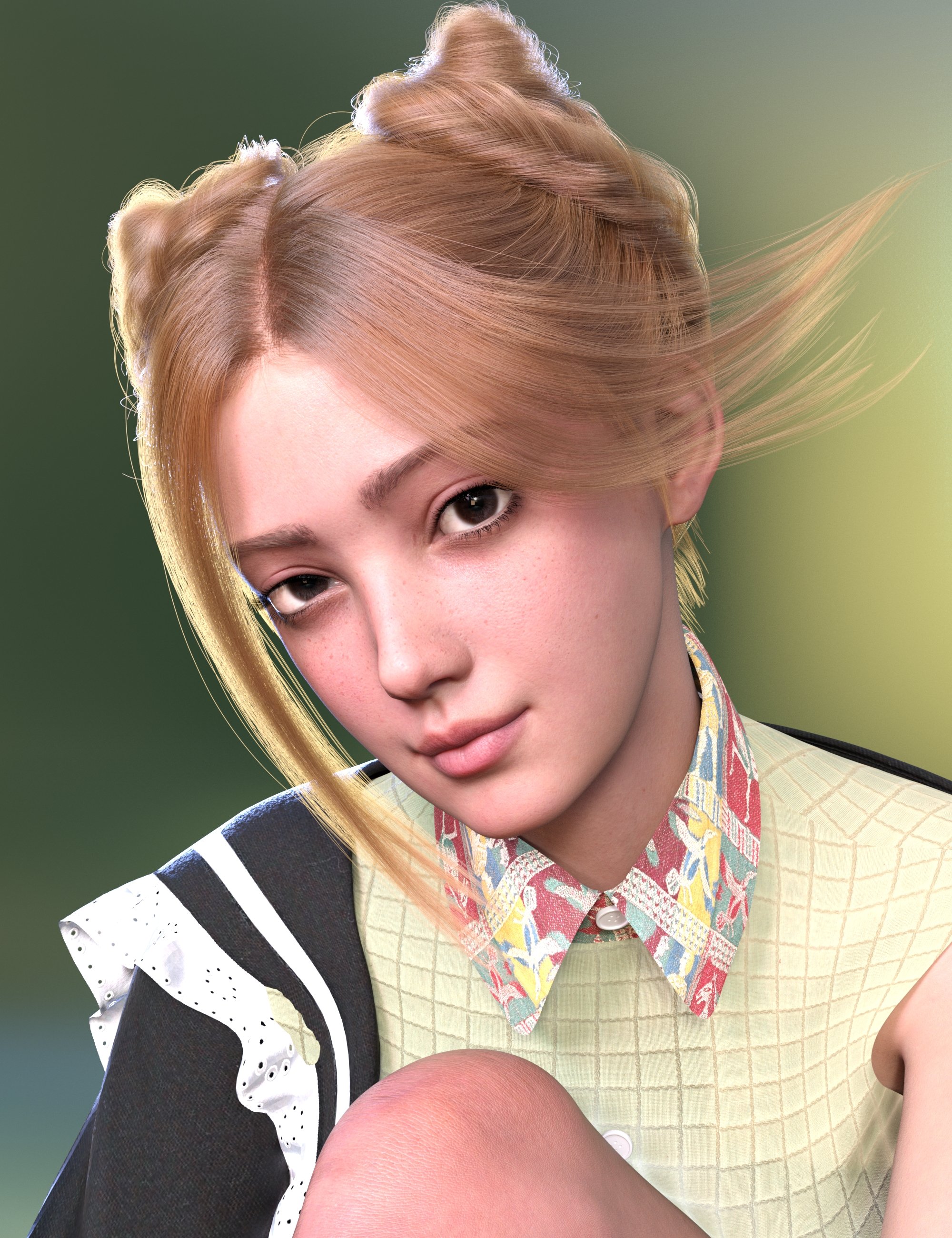 dForce Strand-Based FE Cat Ears Hair for Genesis 9 by: FeSoul, 3D Models by Daz 3D