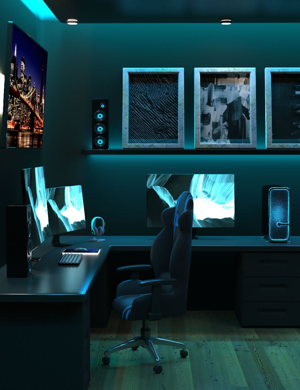 Modern Cave Neon by: SilvaAnt3d, 3D Models by Daz 3D